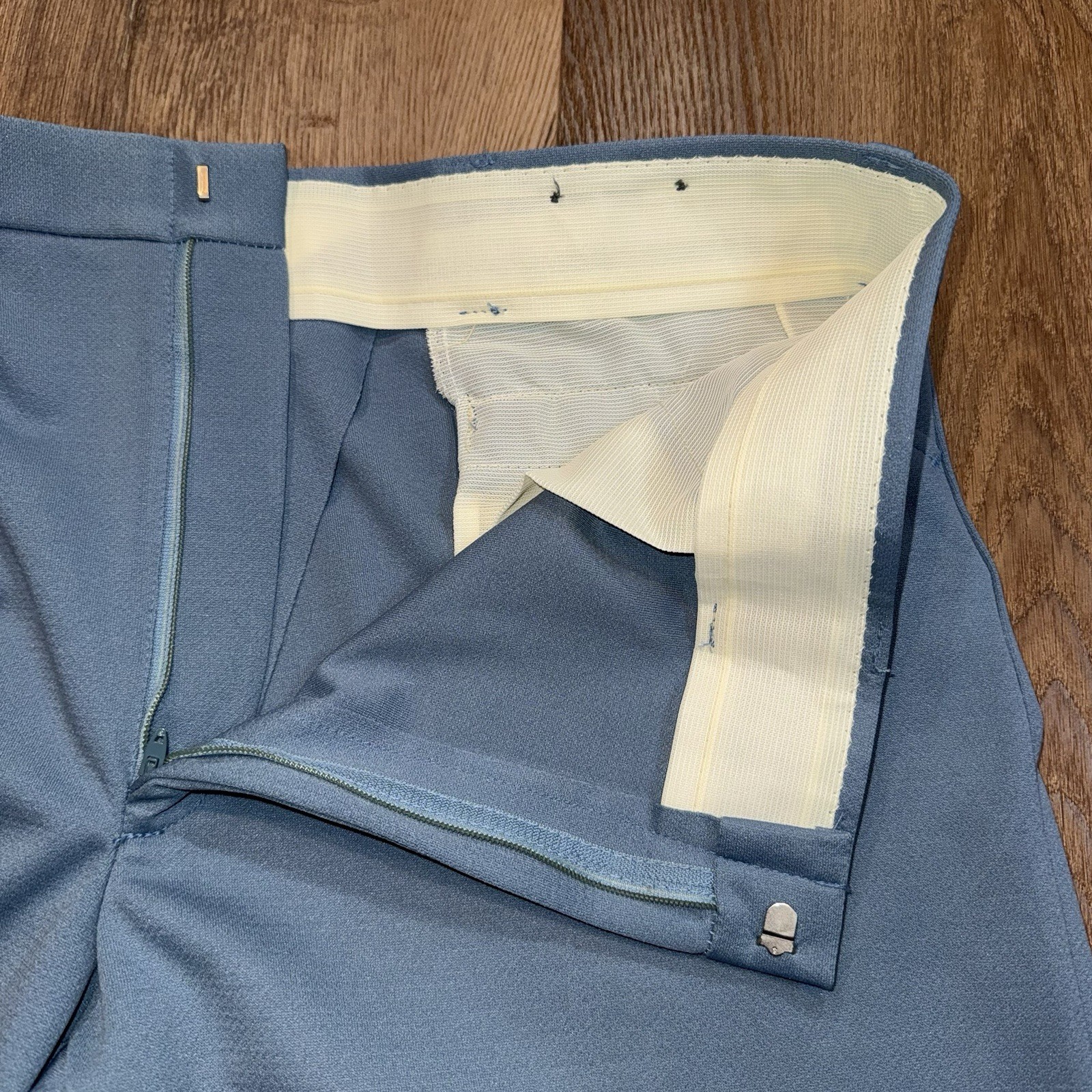 Haband Disco Pants Mens 40 28 Blue Polyester Leisure Suit Disco Mod Vtg 60s 70s