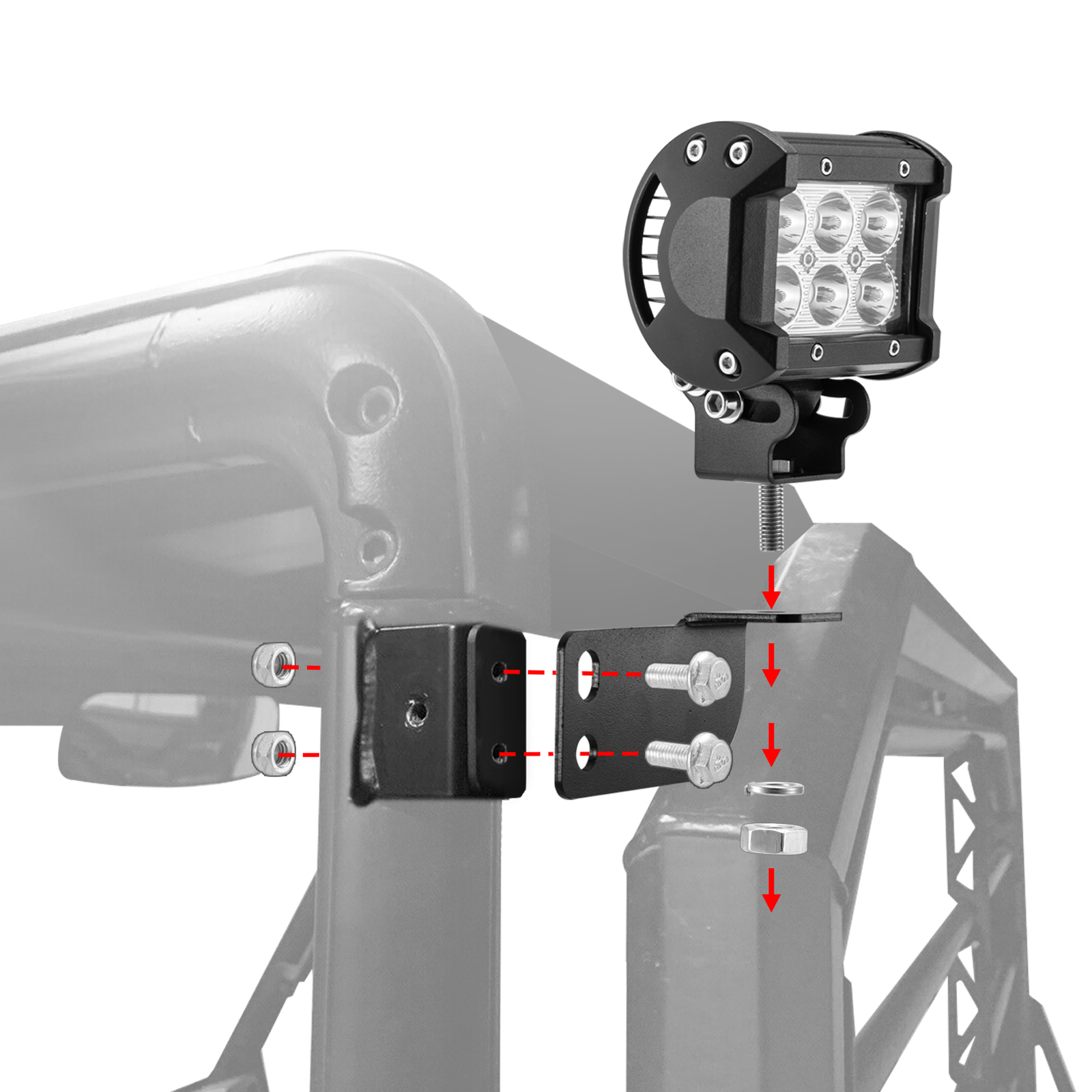 For POLARIS RANGER 900 XP 1000 Reverse Rear Backup 18W LED LIGHT Pod Mount+Wire