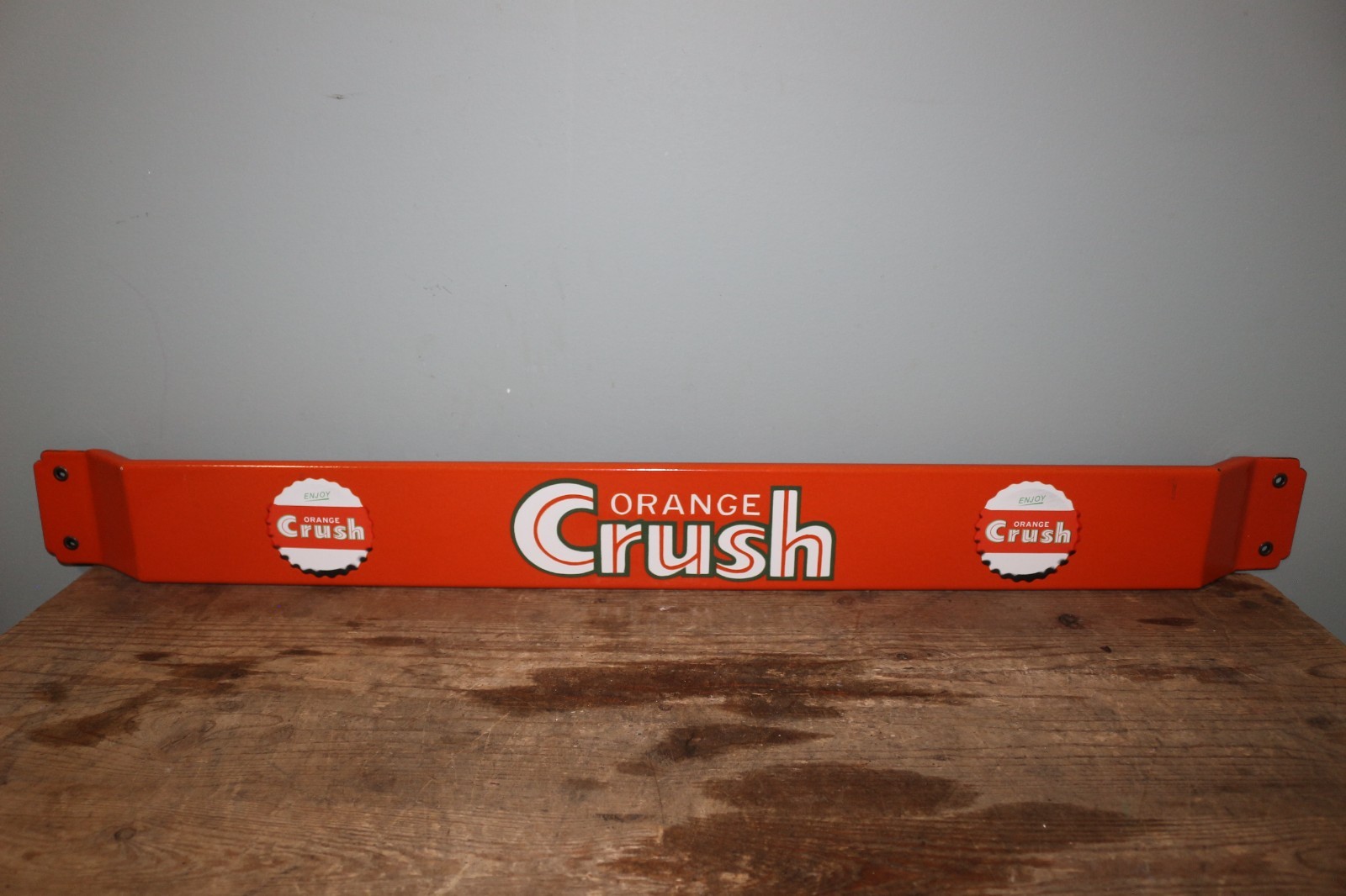 Rare Vintage Orange Crush Soda Pop 32" Door Push Pull Bar Porcelain Metal Sign