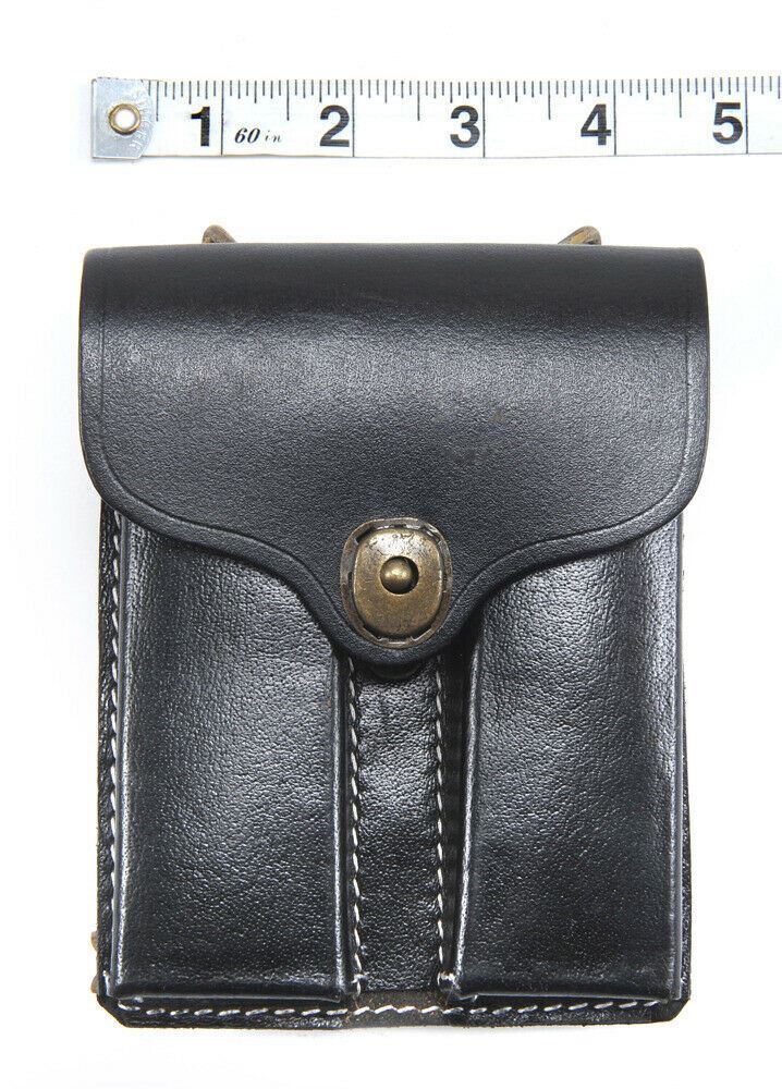 Black Leather .45 Double Magazine Pouch with belt hanger