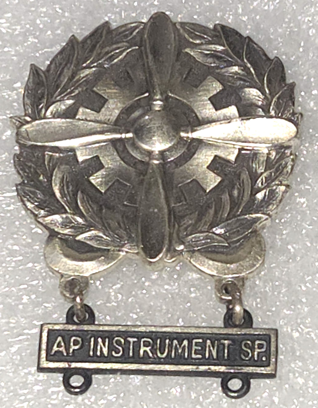 WWII AAF Technician Badge with AP INSTRUMENT SP. Bar Marked Sterling Silver
