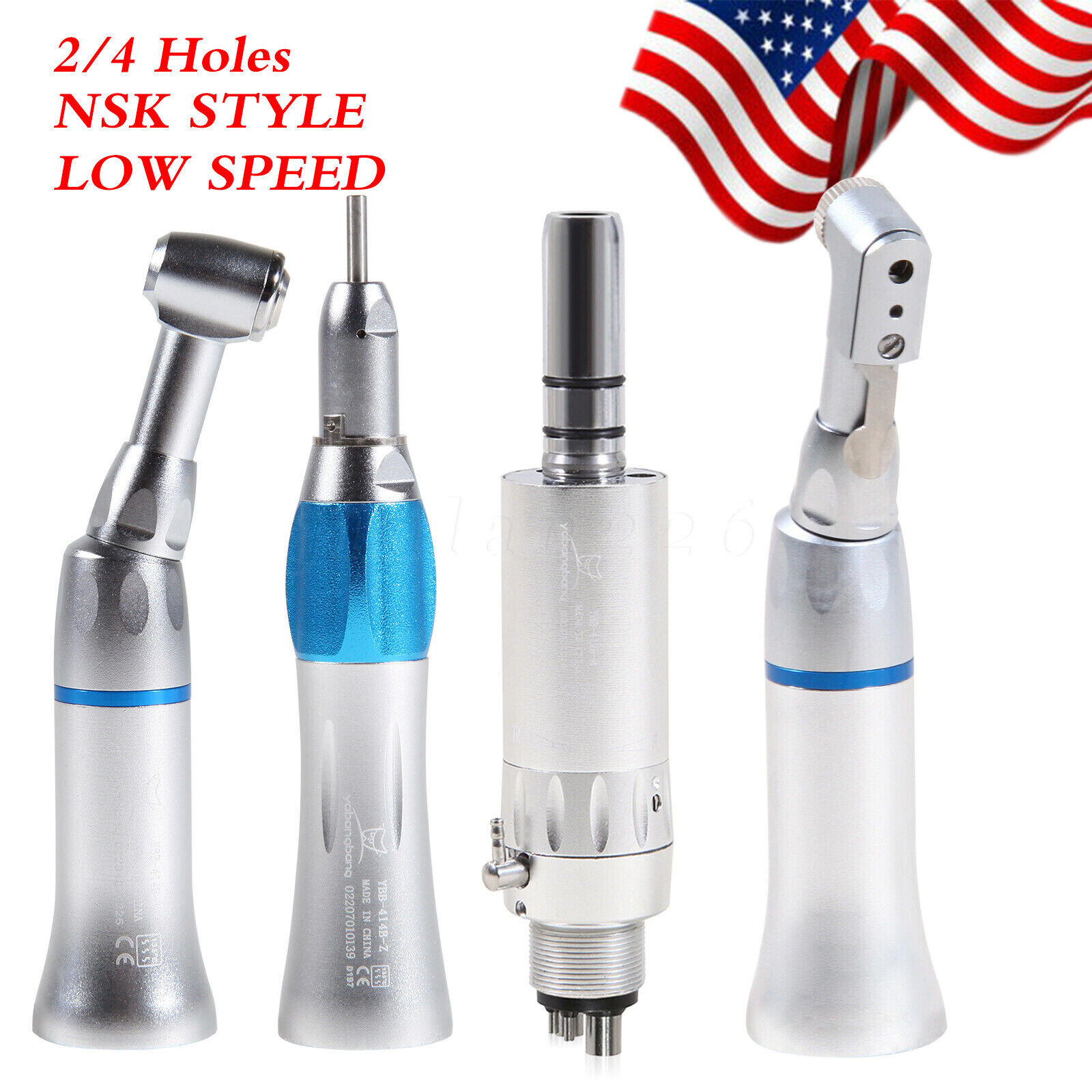 Dental Low Slow Speed Handpiece E-type Contra Angle Micro Air Motor 2/4 Hole 1:1
