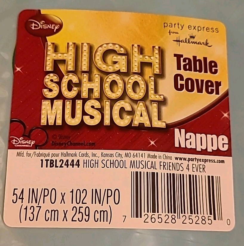 High School Musical Table Cover 54" X 102" Party Supplies Hallmark 2006 New