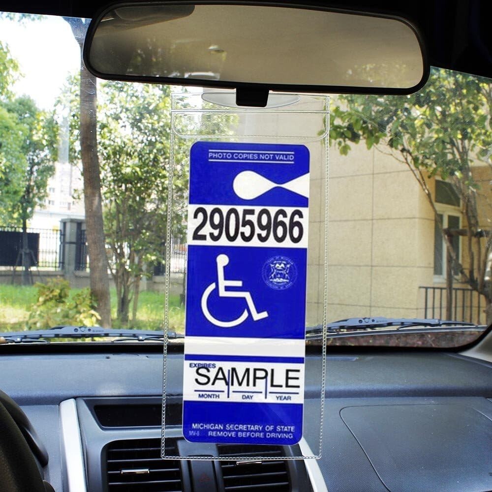 2x Handicap Parking Permit Placard Protector Cover Hanger Car Holder Hang Sleeve
