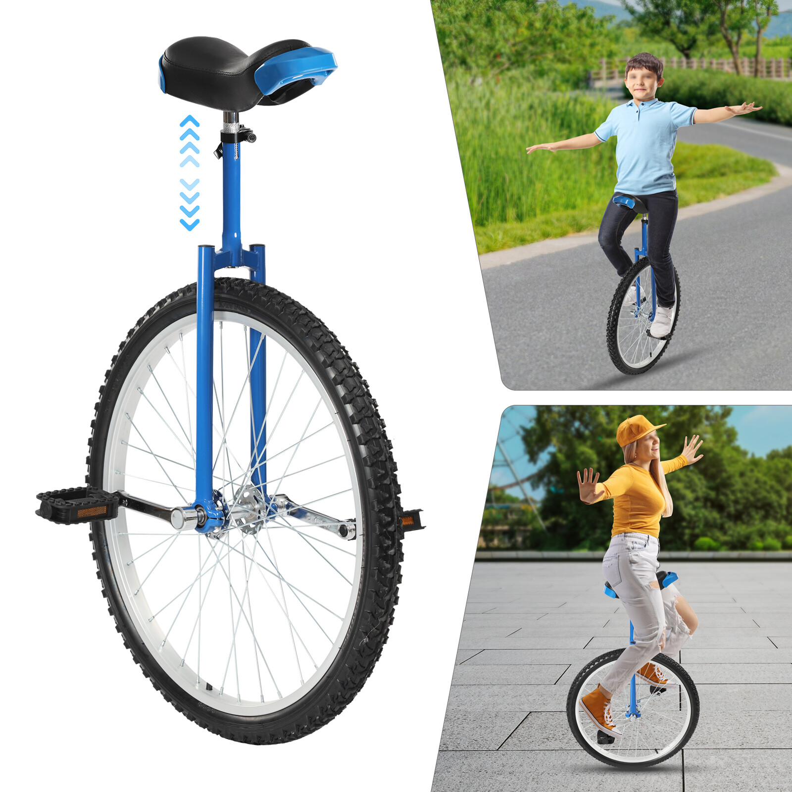Unicycle with Excellent Steel Frame Leakproof Tire Adjustable Height for Outdoor