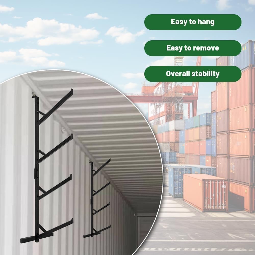 4 Pack Shipping Container Pipe Rack 4 Tier 64"H Steel No-Drill Shelving Brackets