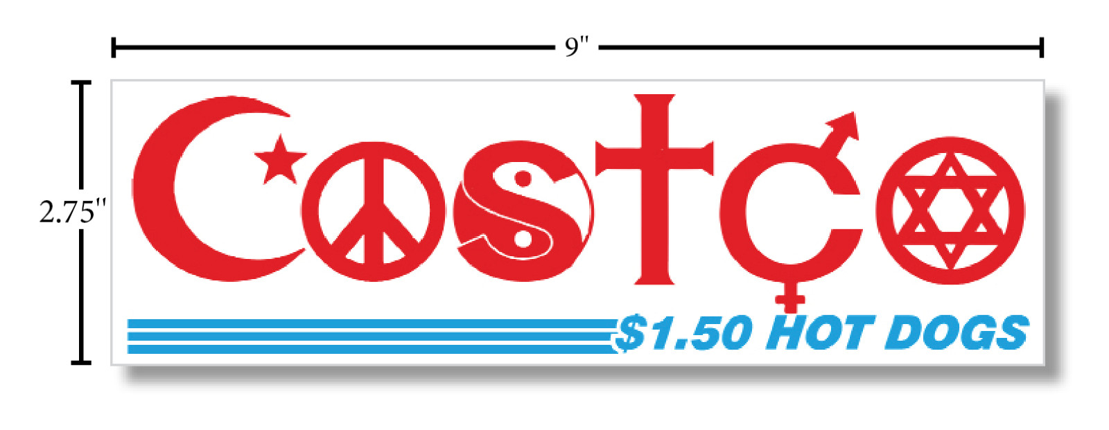 Costco "Coexist"  $1.50 Hot-Dog Vinyl Bumper Sticker