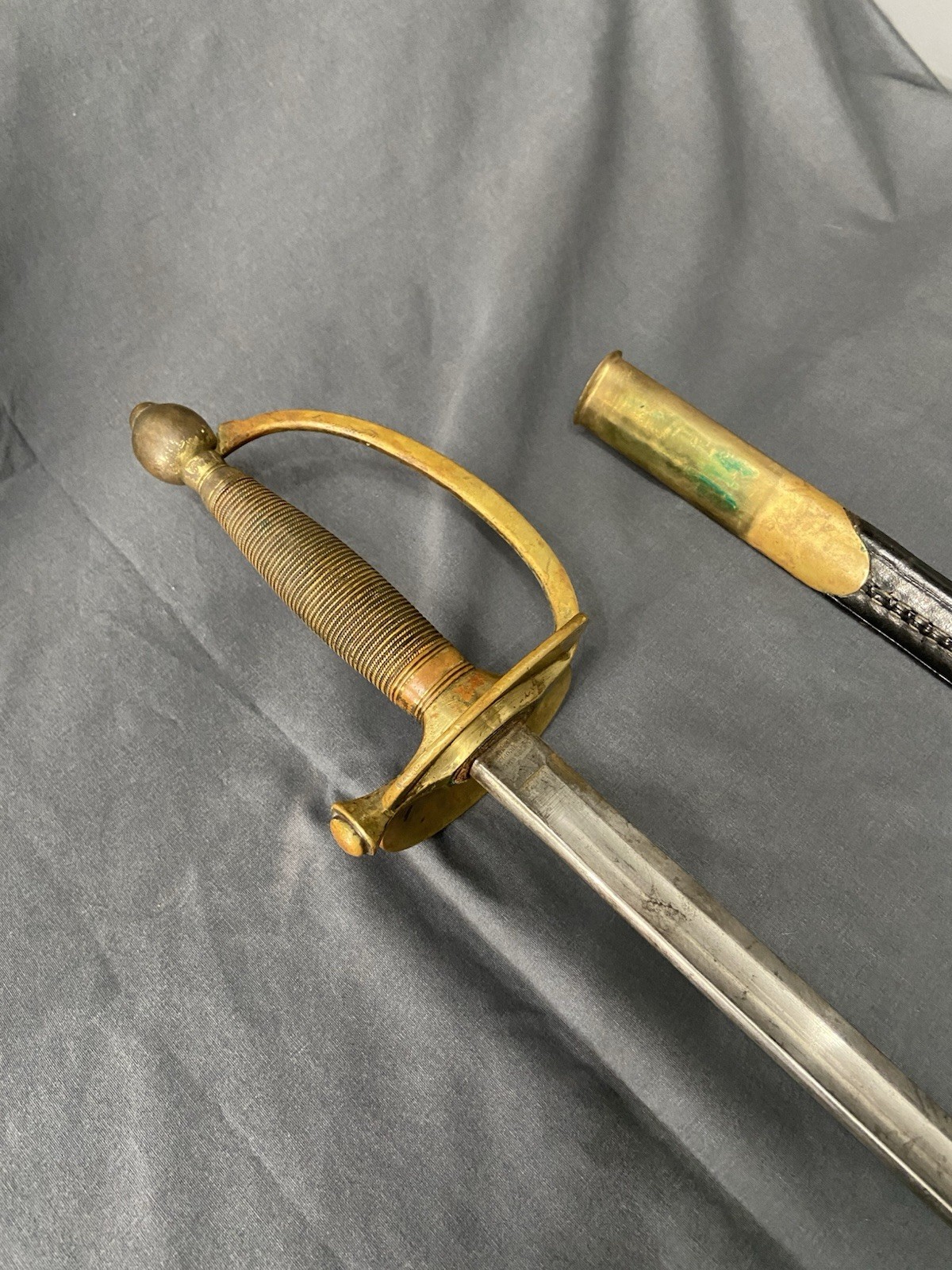 Original Early CIVIL WAR Ames M1840 NCO Sword 1862 w/Repro Leather Scabbard