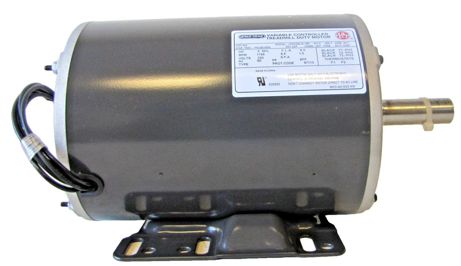 StarTrac 5 SPL HP Variable Controlled Treadmill Duty Motor 1745 RPM 230V 3PH