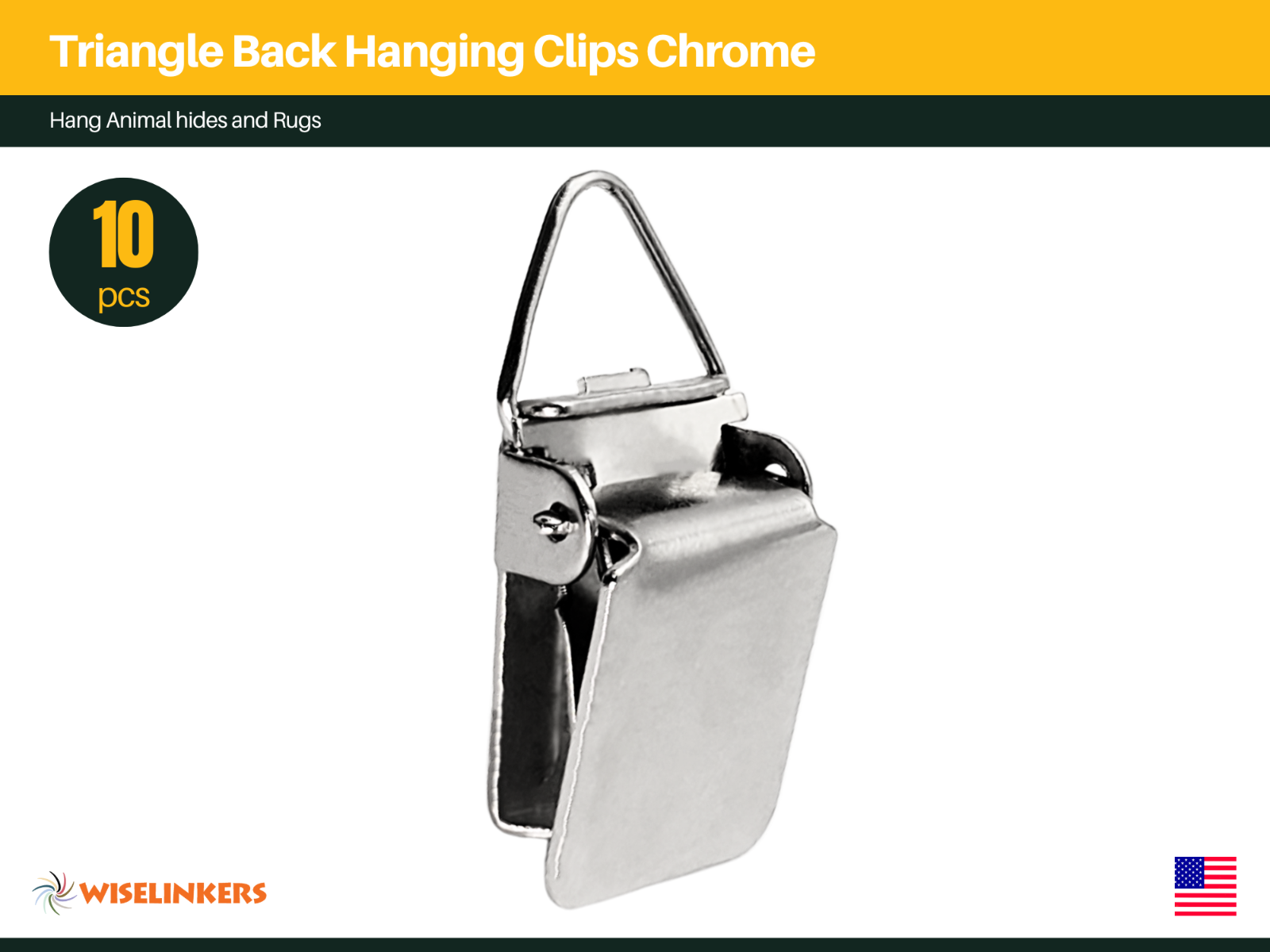 Triangle Back Hanging Clips Chrome Pack of 10 WISELINKERS