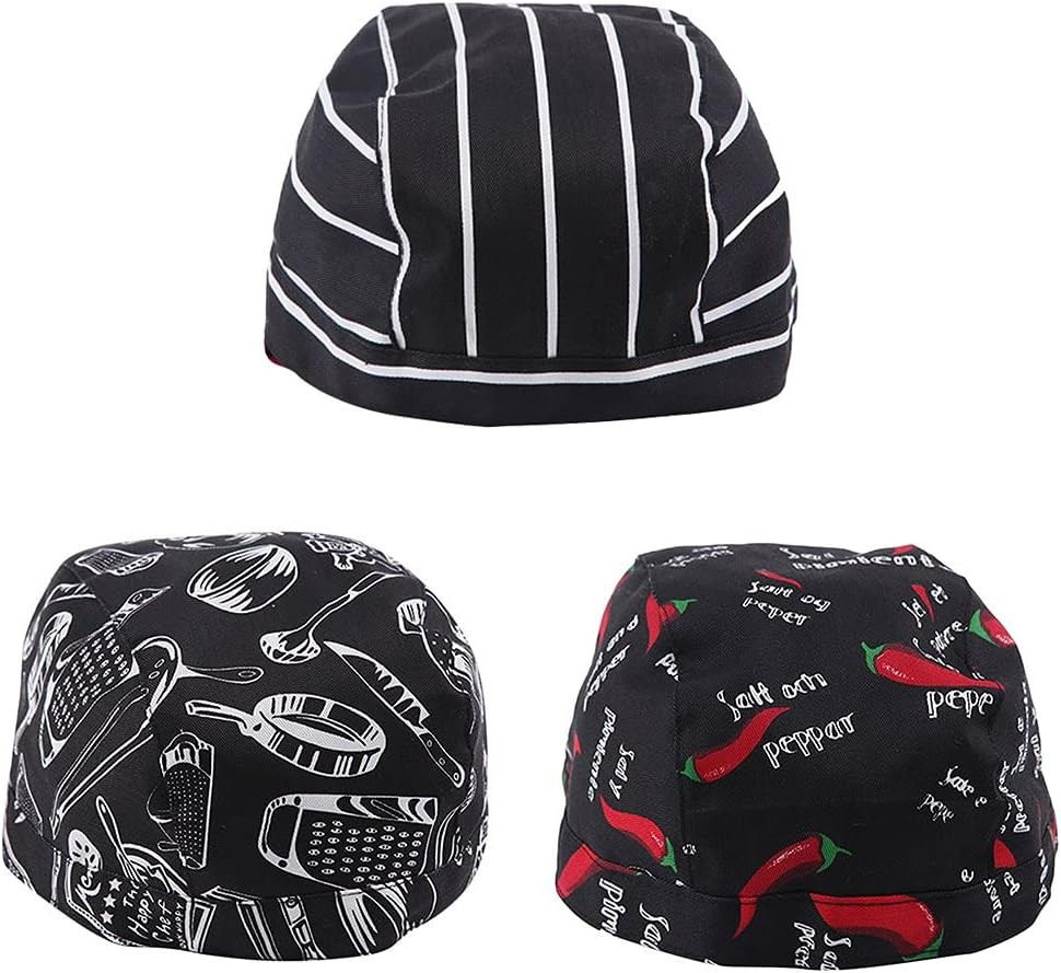 Pack Chef Hats & Head Scarves for Men & Women - Professional Adjustable Skull Ca