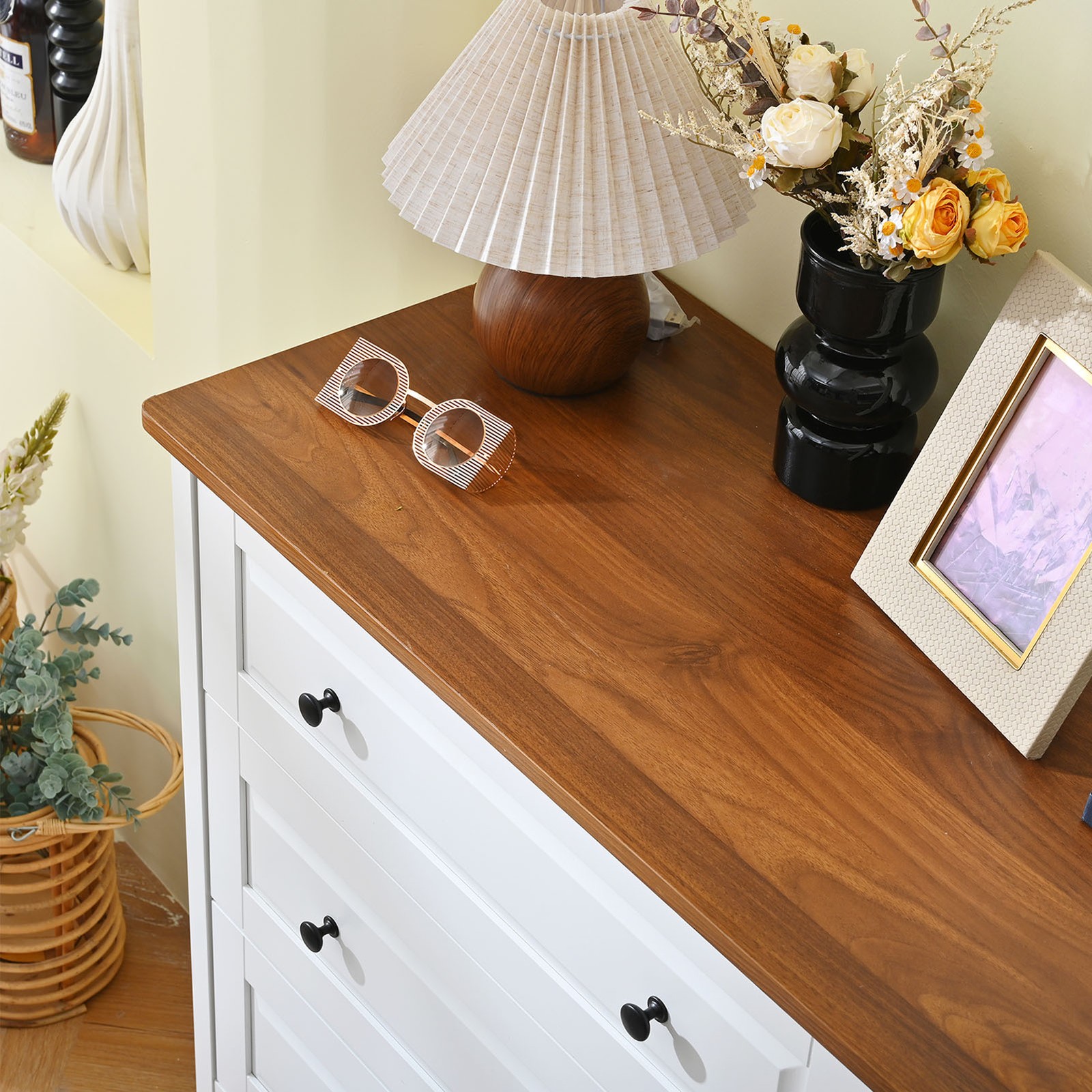 6 Storage Drawer Bedroom Wood Organizer Storage Furniture White