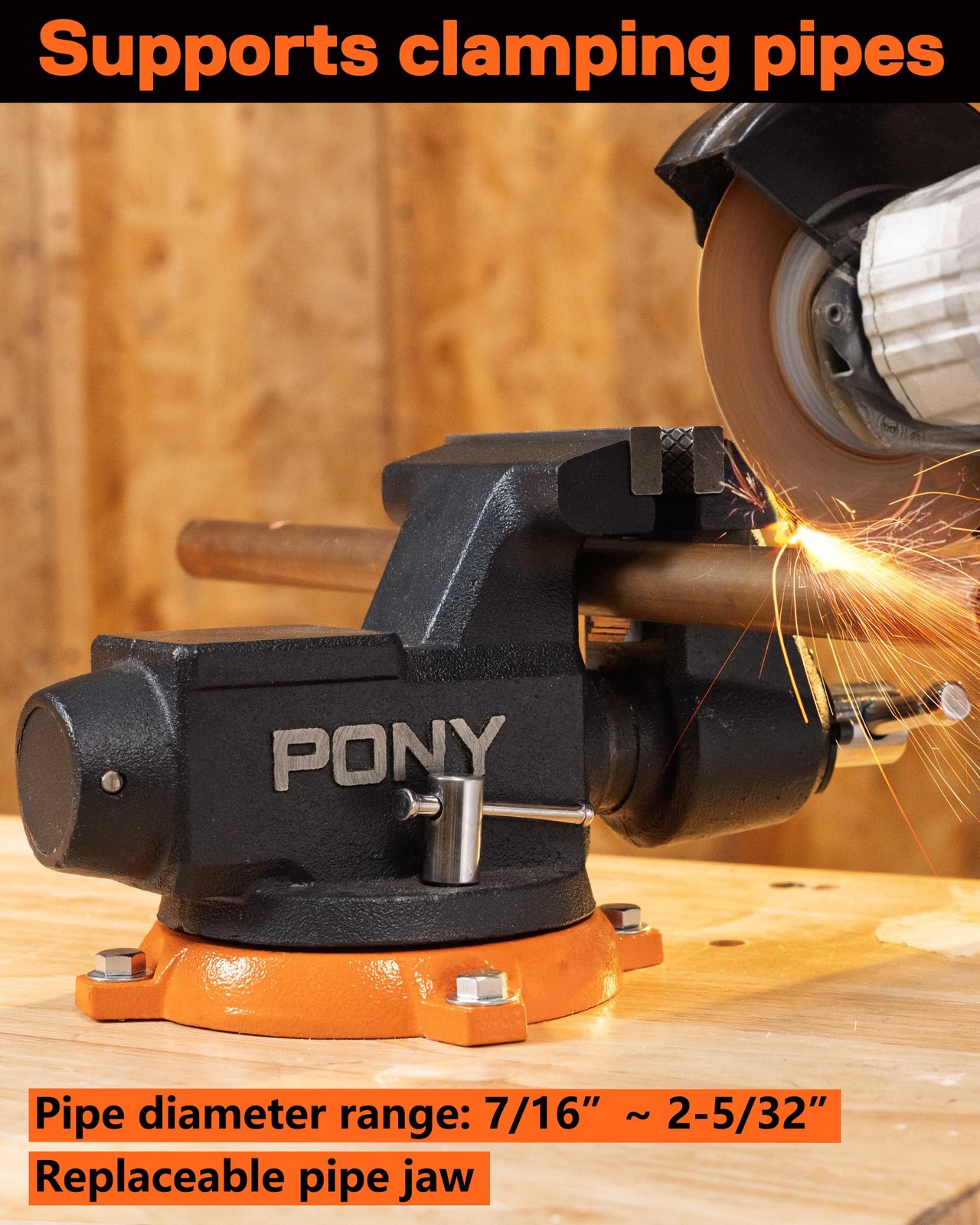 PONY 4“ Heavy Duty Bench Vise 4400LBS Clamping Force for Woodworking Drilling