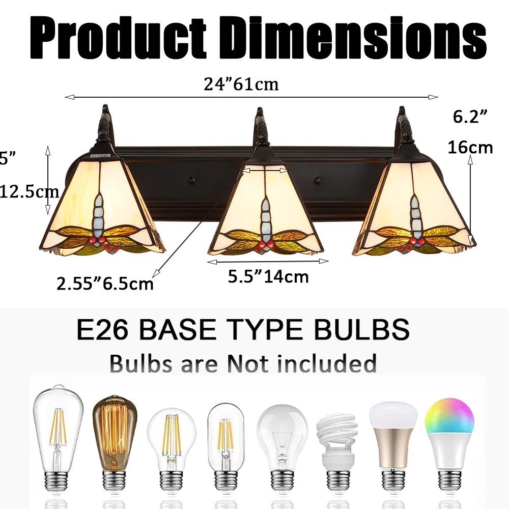 Vintage Wall Sconces 3-Light Dragonfly Decor Over Mirror Vanity Light Fixtures