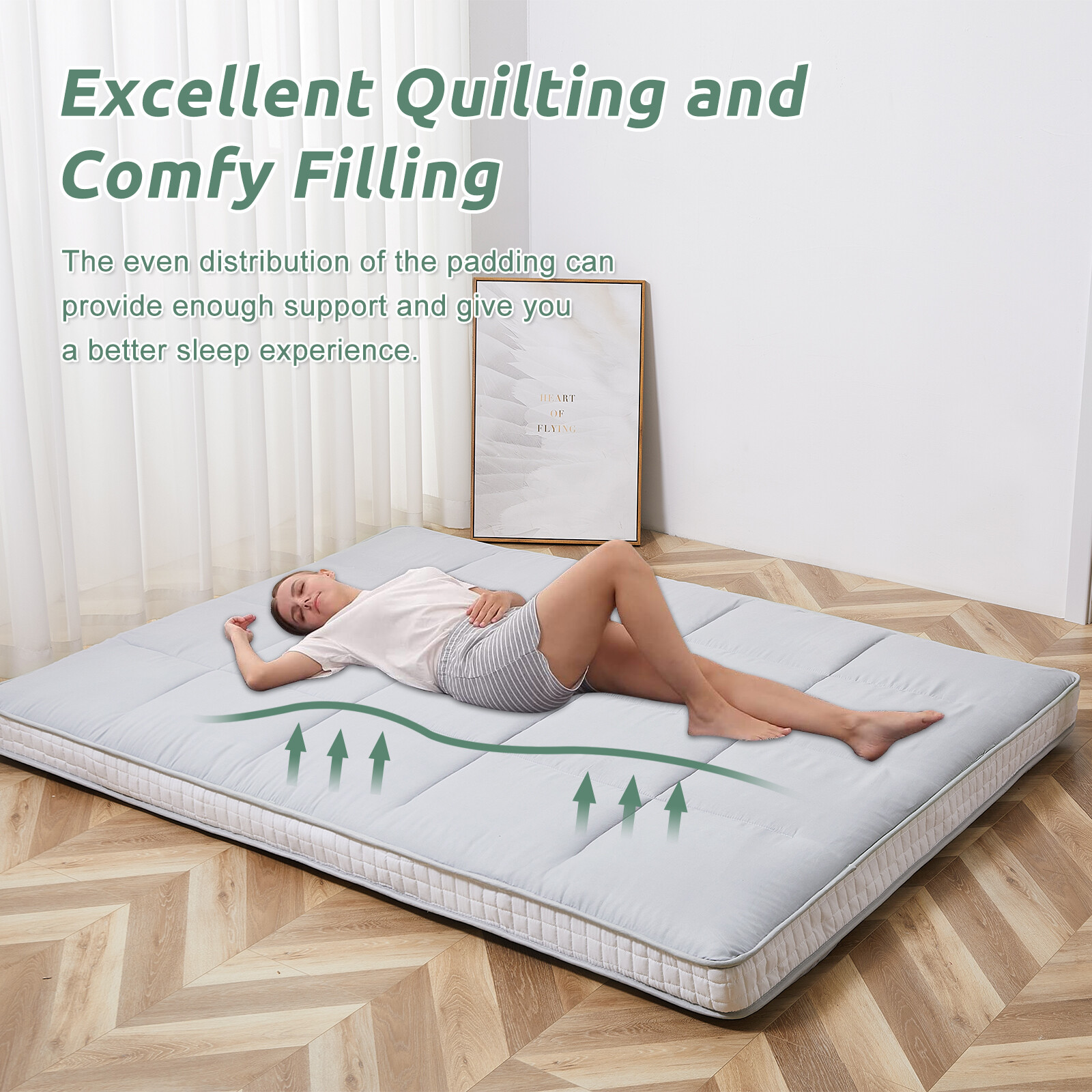 NAIZEA Japanese Floor Mattress Mattress Topper for Back Pain Camp Mattress Mat