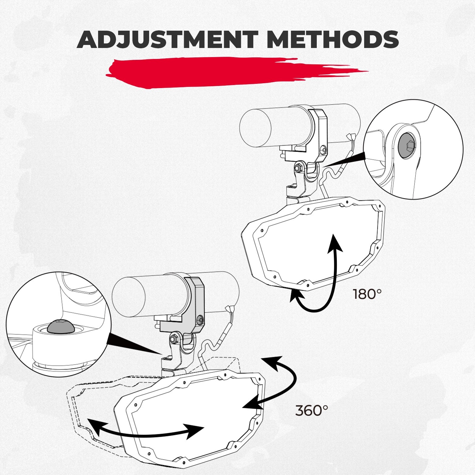 1.65"-2" UTV Rear View Center Mirror w/LED Light For Polaris RZR S 570/900/1000