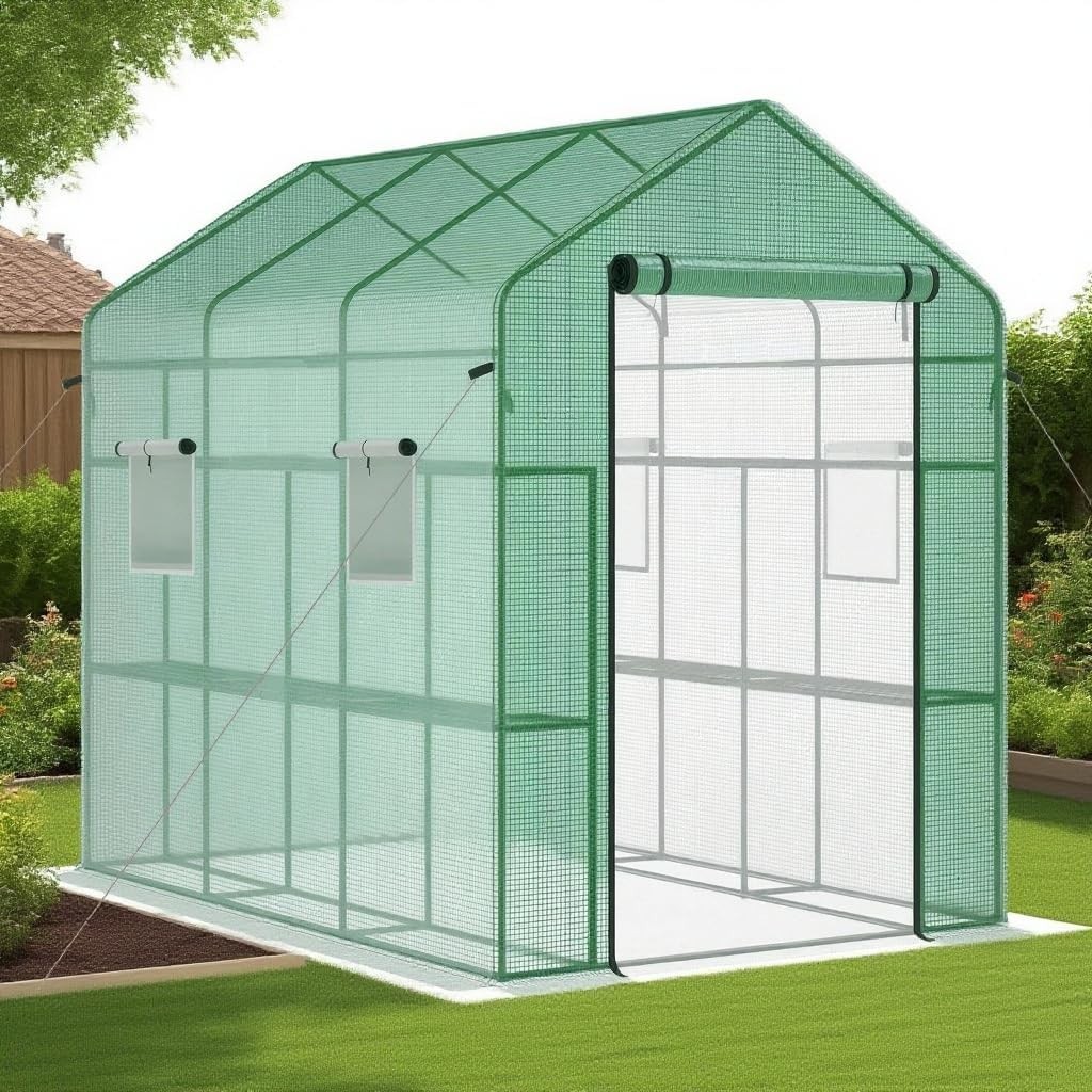 Large Portable Greenhouse with 8 Shelves 56x85x76", Outdoor Garden Use PE Cover