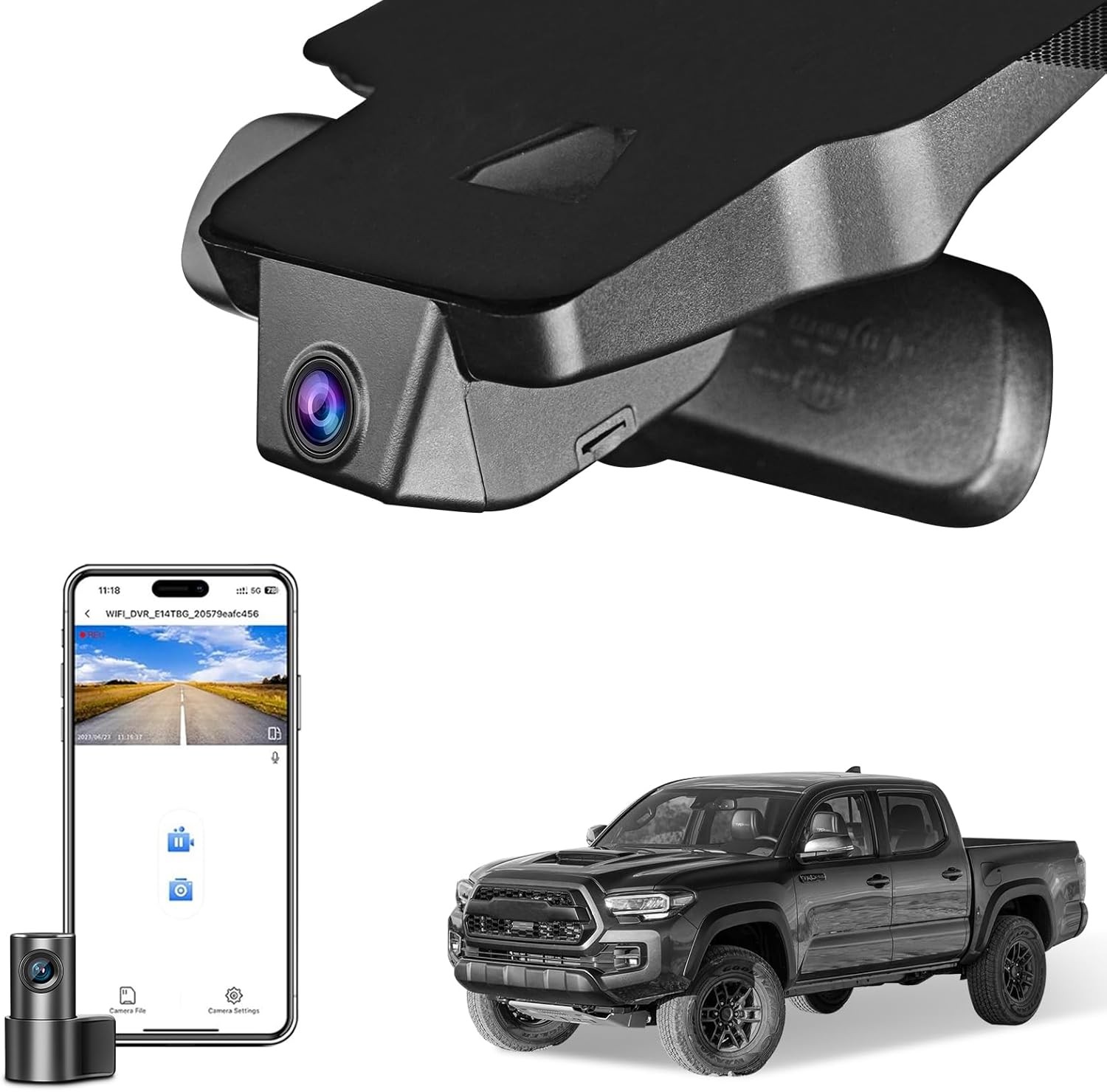 Front 4K/Rear 1080P Dash Cam for Toyota Tacoma 2018-2023 & Hybrid 2024-2026 GPS