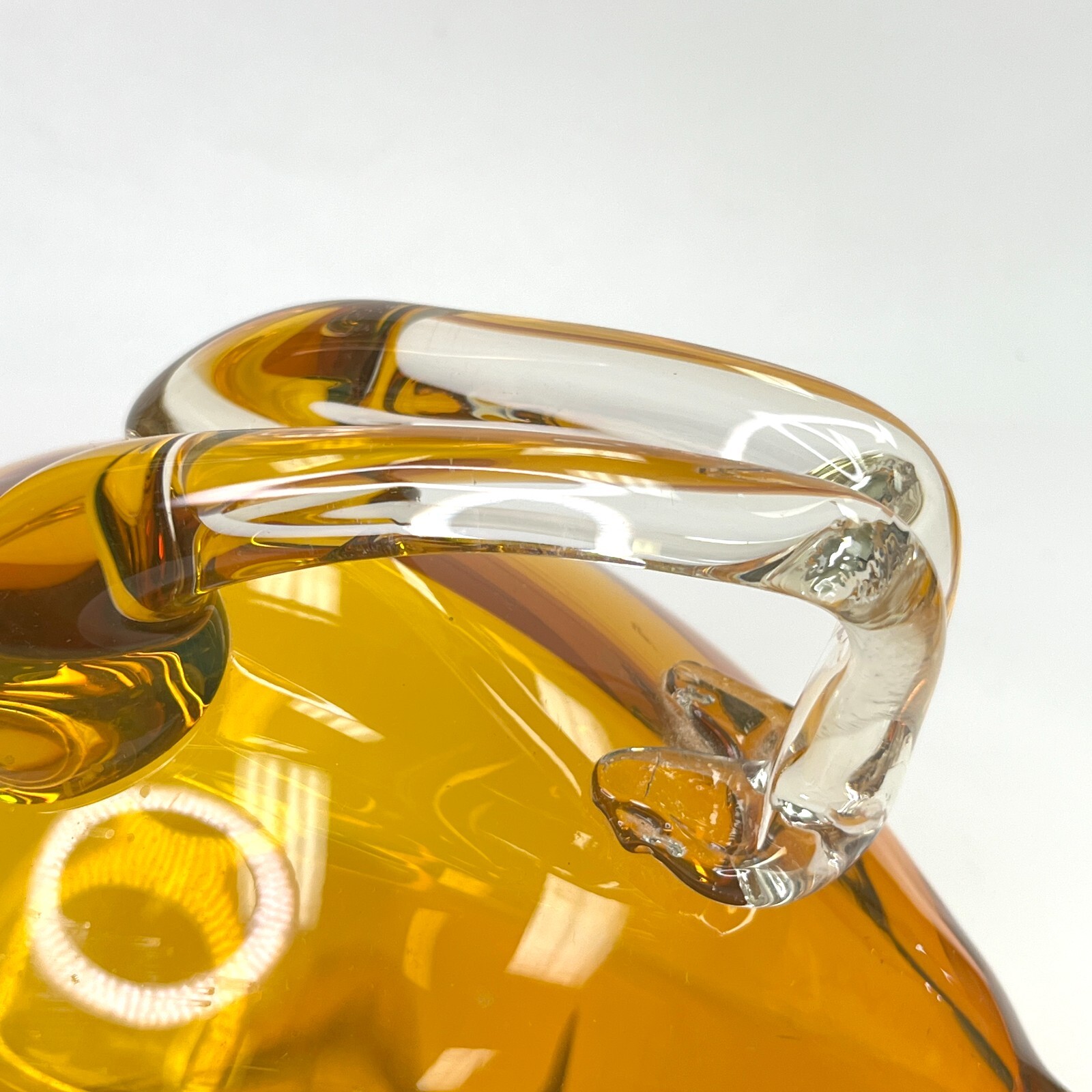 Czechoslovakia Amber Glass Decanter Goose Swan Duck Claret Jug