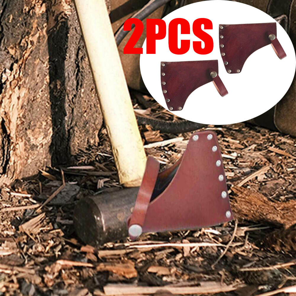 2Pcs Leather Axe Holder Hatchet Lanyard Blade Sheath Head Cover Xmas Gift USA