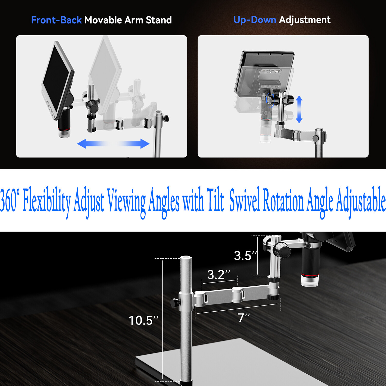 TOMLOV TM4K Max Digital Microscope 2000x 52MP 4K Video LCD Microscope for Adults