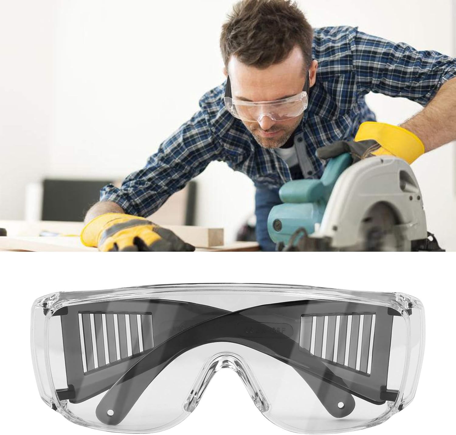 Shooting Glasses Over Eyeglasses, AntiFog Safety Clear Lens