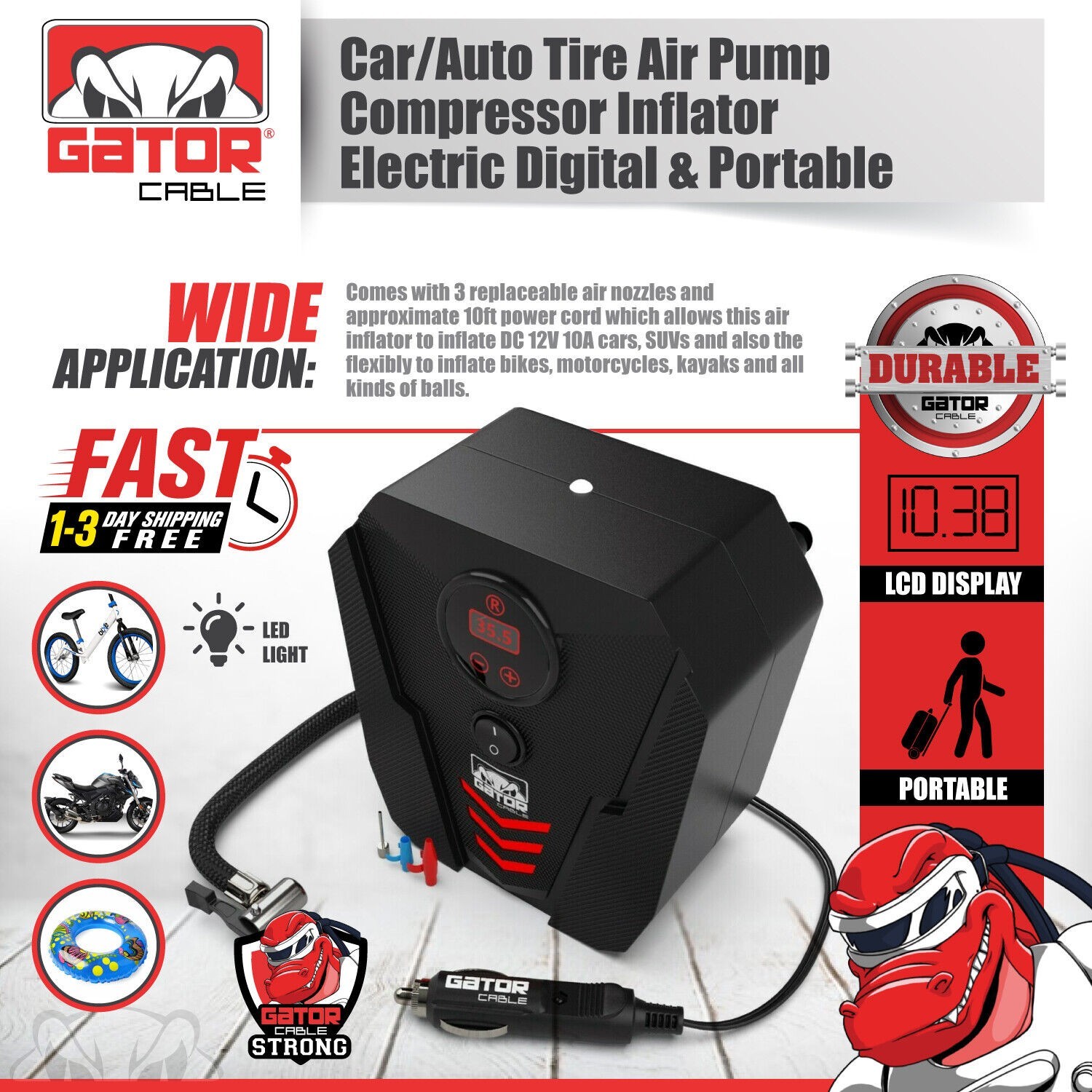 Car Tire Air Pump Inflator Compressor Digital Electric Auto Portable 150PSI 12V