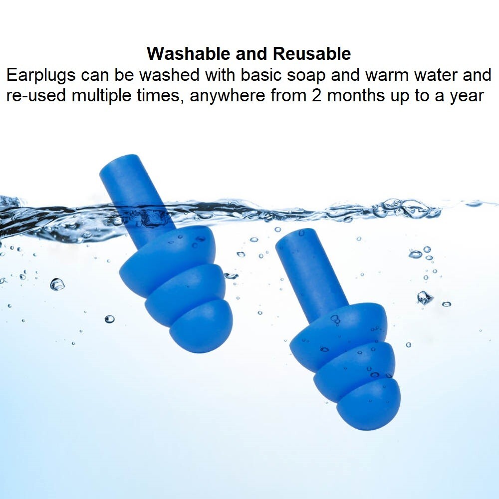 10 Pair Silicone Ear Plugs in Plastic Cases NRR 28dB Soft Reusable Waterproof