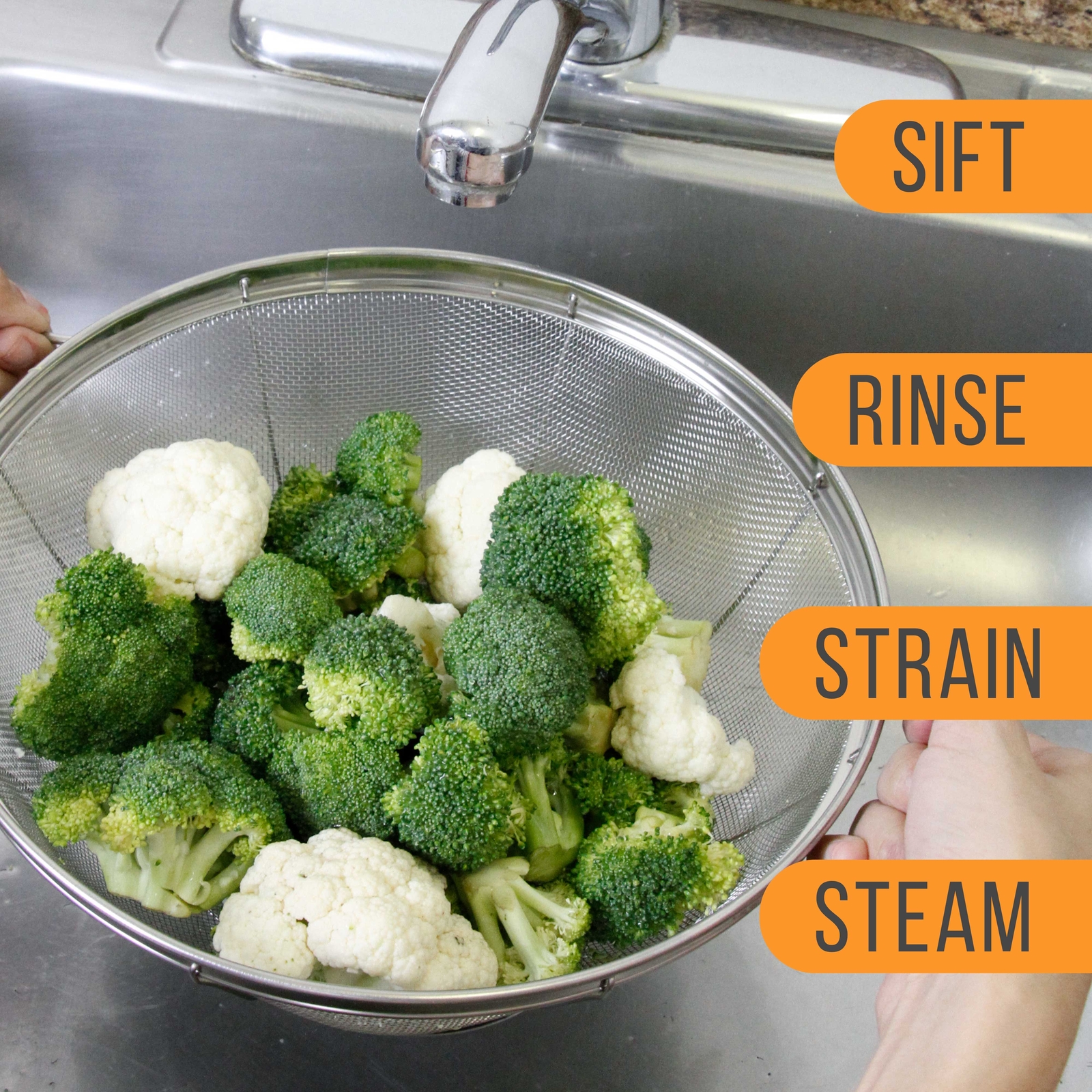 U.S. Kitchen 3pc Colander Set, Stainless Steel Mesh Strainer Net Baskets 3 4 5qt