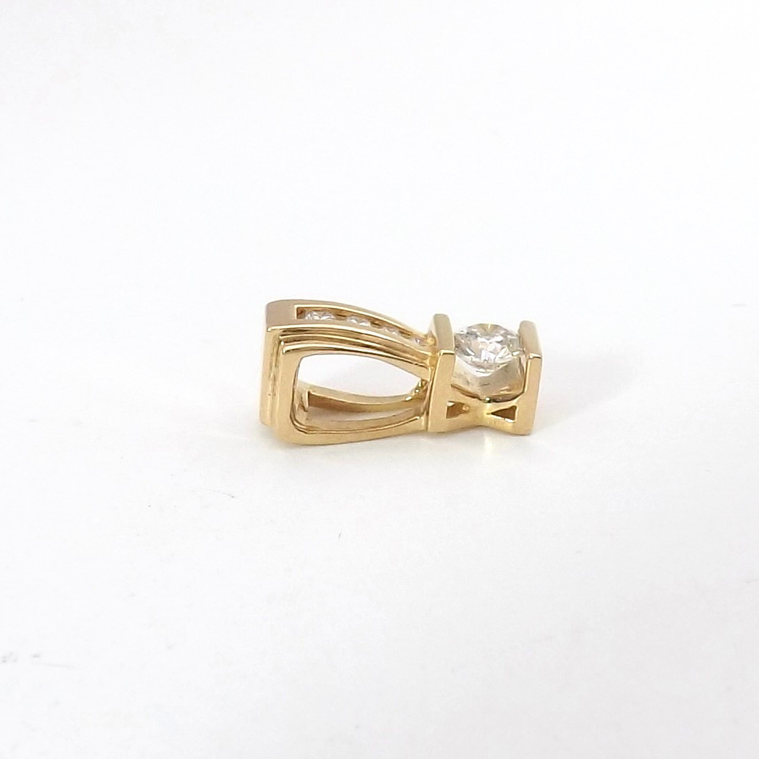 Solid 14k Gold Natural Diamond Slide Pendant Channel & Tension Setting New