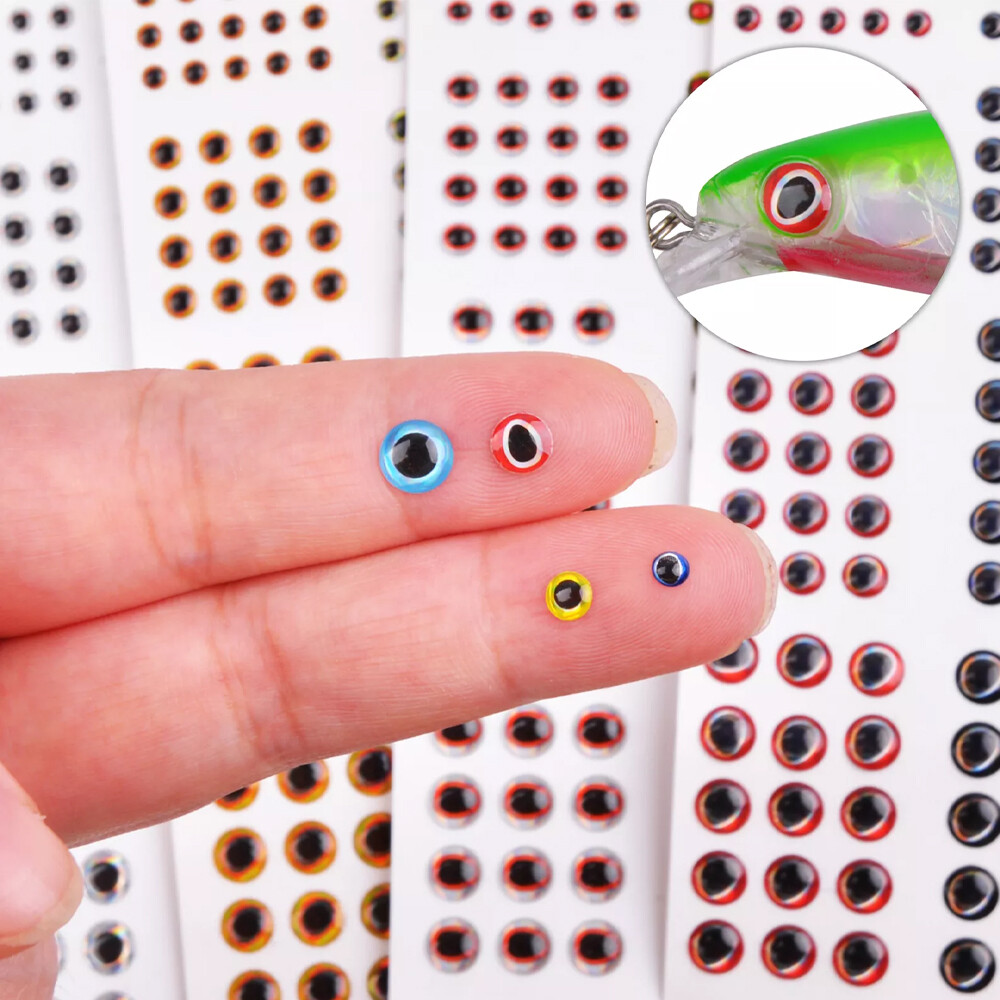 732Pcs Fishing Lure Eyes 3mm-4mm-5mm-6mm 3D Holographic Eyes Fly Tying Jig Craft