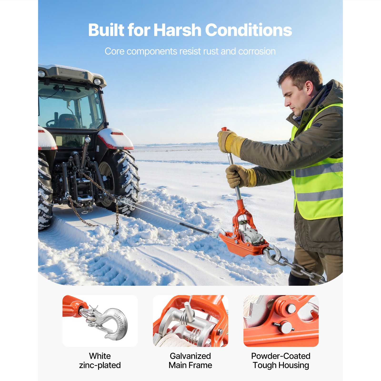 Uimoso Heavy-Duty Rope Puller with 6614 lbs Capacity and 35 ft Durable Rope