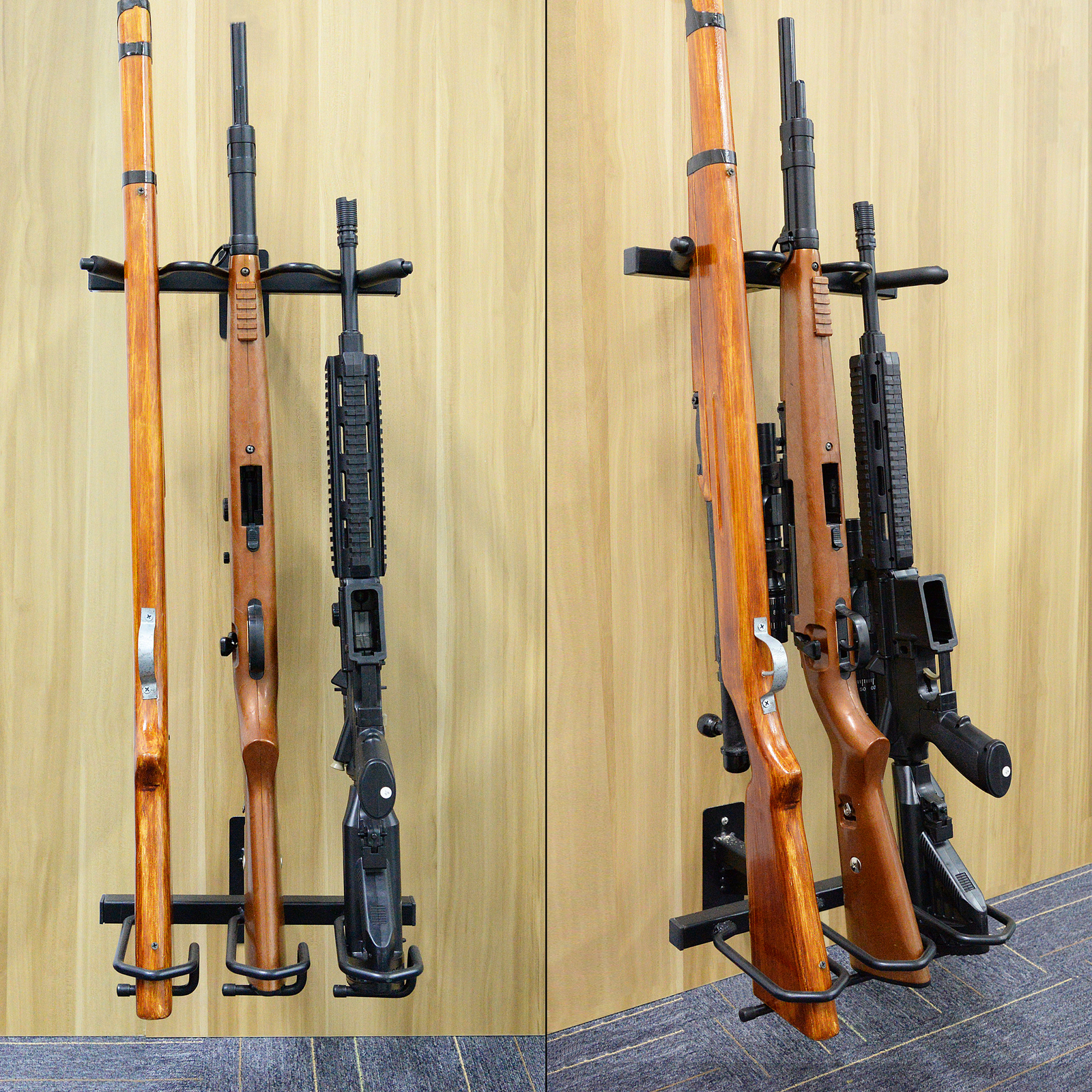 Gun Rack Wall Mount for Rifles and Shotguns, Rifle Rack Heavy Duty Steel, 3-Slot