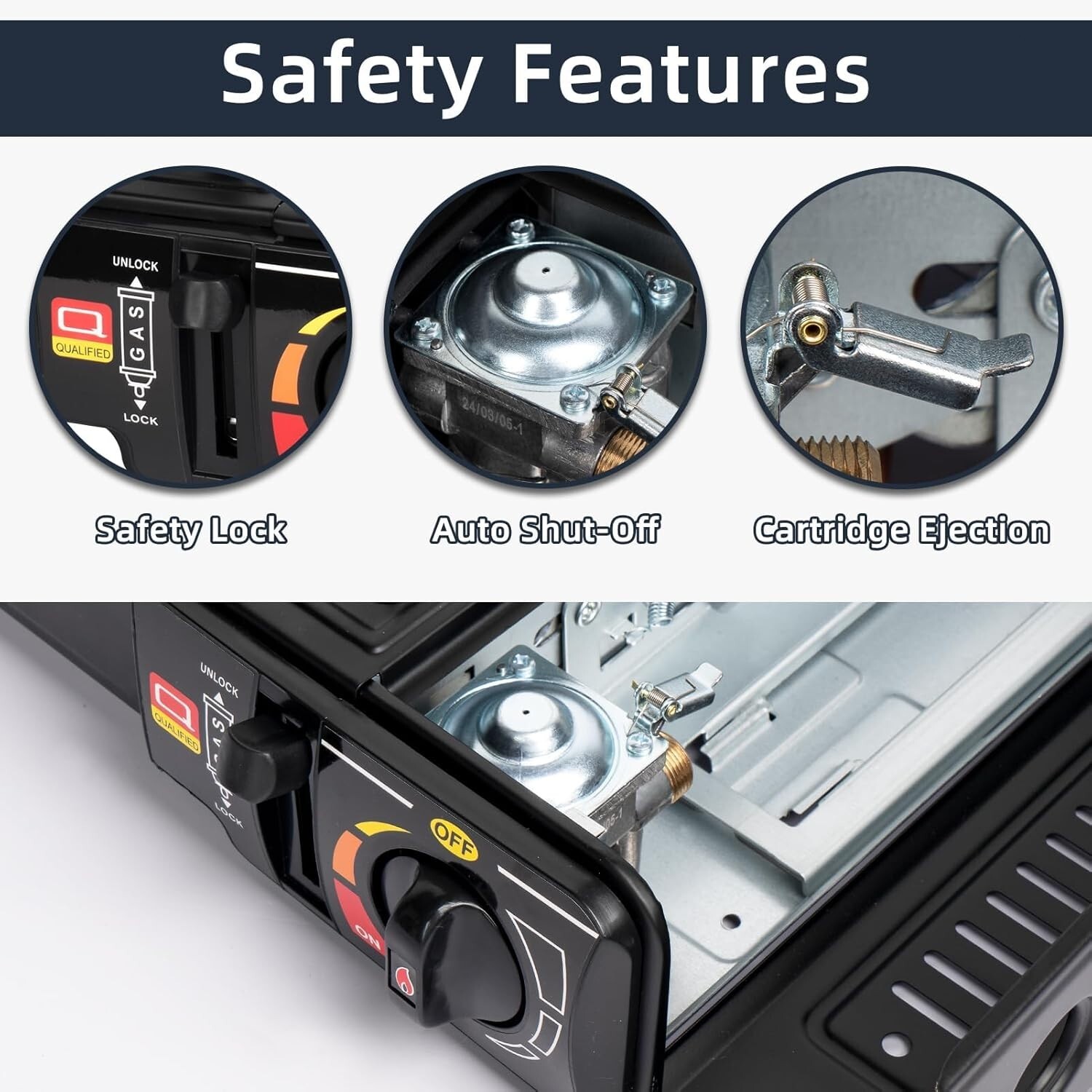 Black Portable Dual Fuel Stove Camping Stove w/ Case+26" Propane Regulator Hose