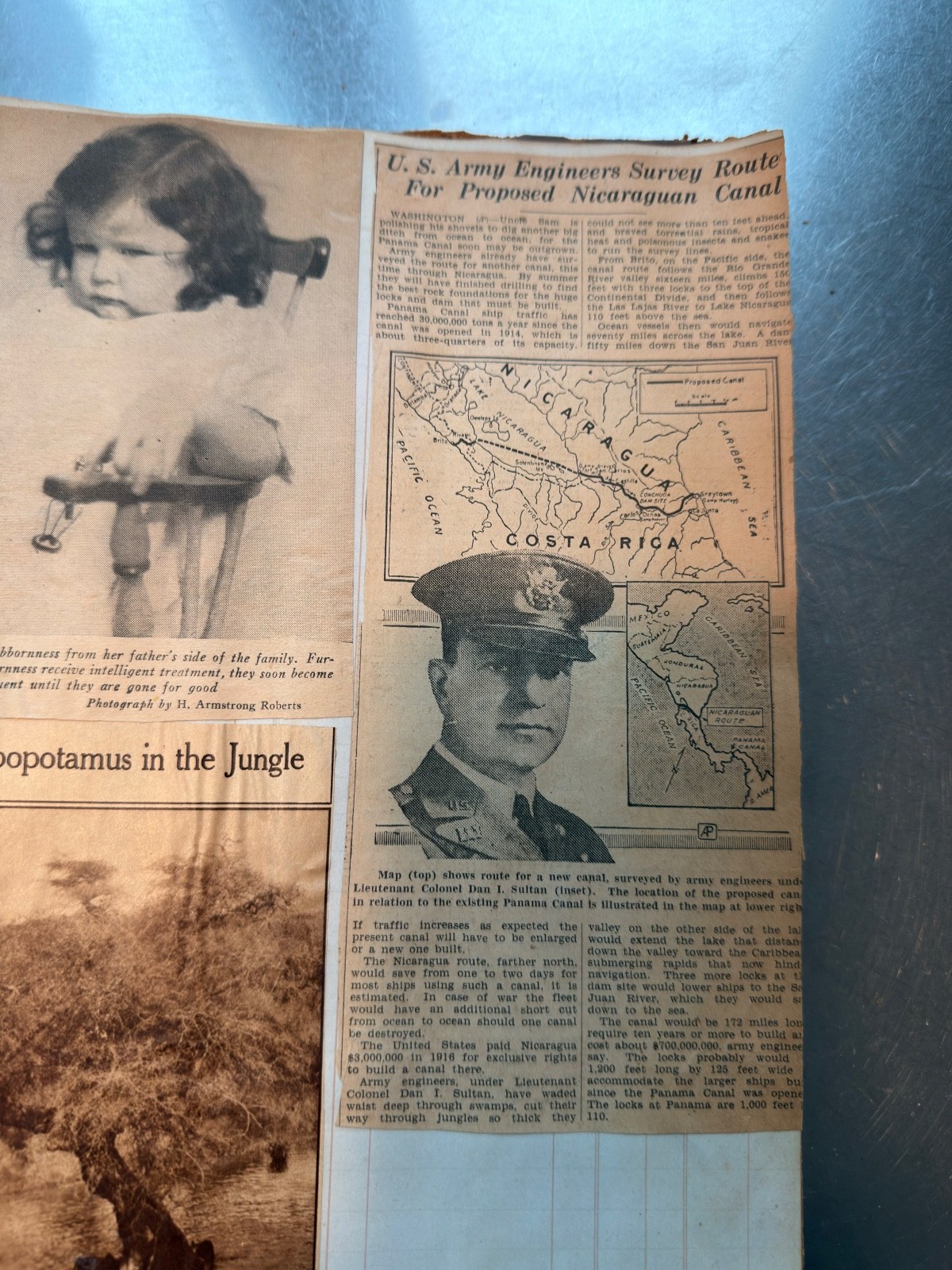 Large Newspaper Clipping Scrapbook NY/NJ 1920s-30s on 1840s Leatherbound Ledger