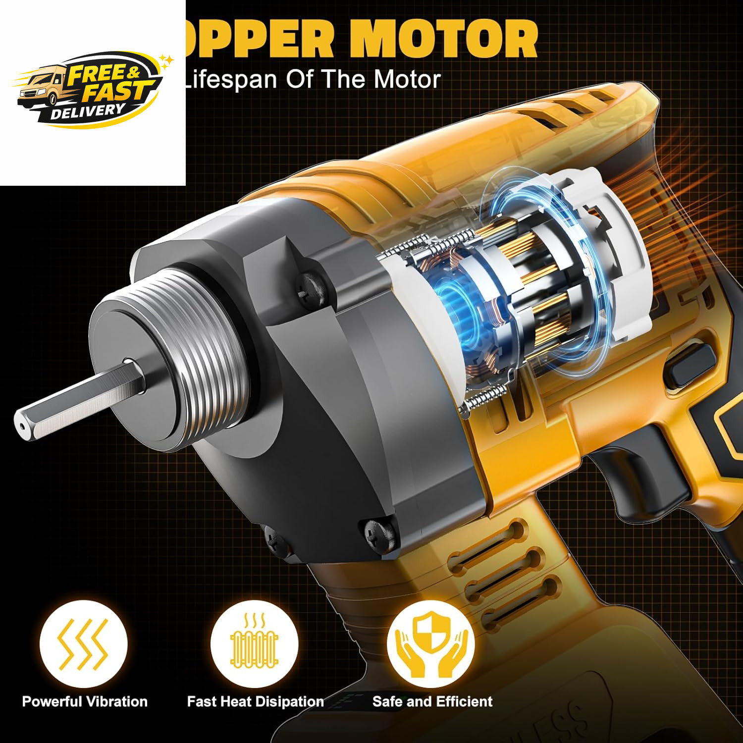 Handheld Concrete Vibrating Tool Compatible with Dewalt 20V Battery (No ),