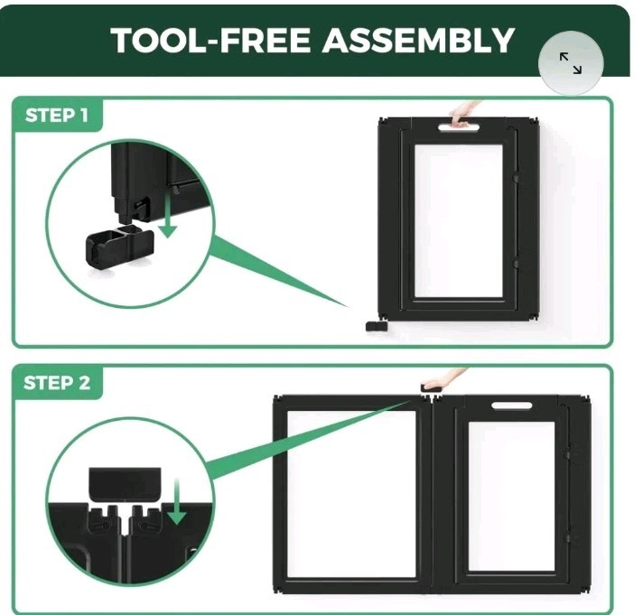FXW Auraspace~14 PACK~35” Clear Acrylic Dog Playpen PCS Indoor Pet Pen Black~NEW