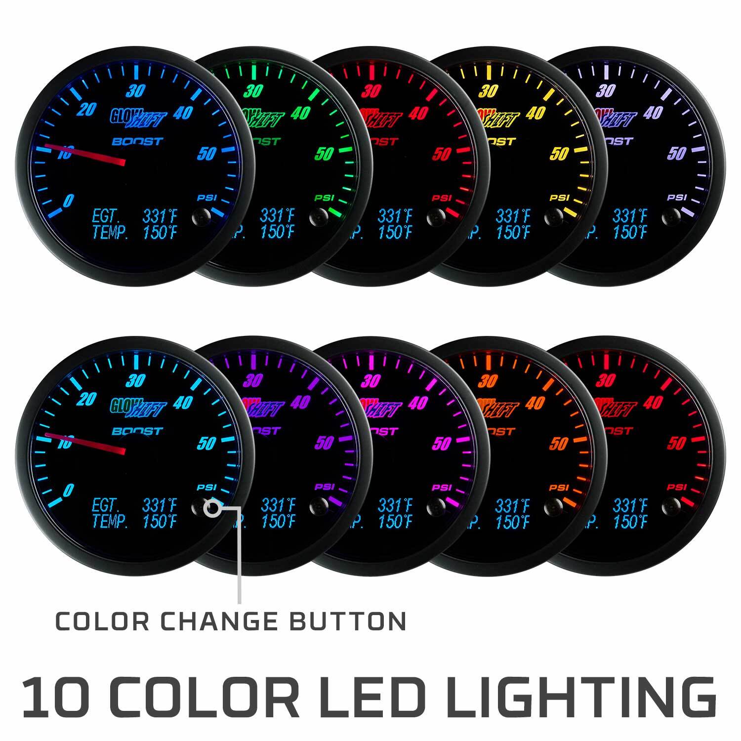 GlowShift 3in1 Diesel Combo Gauge - 60psi TURBO BOOST PYROMETER TRANS TEMP
