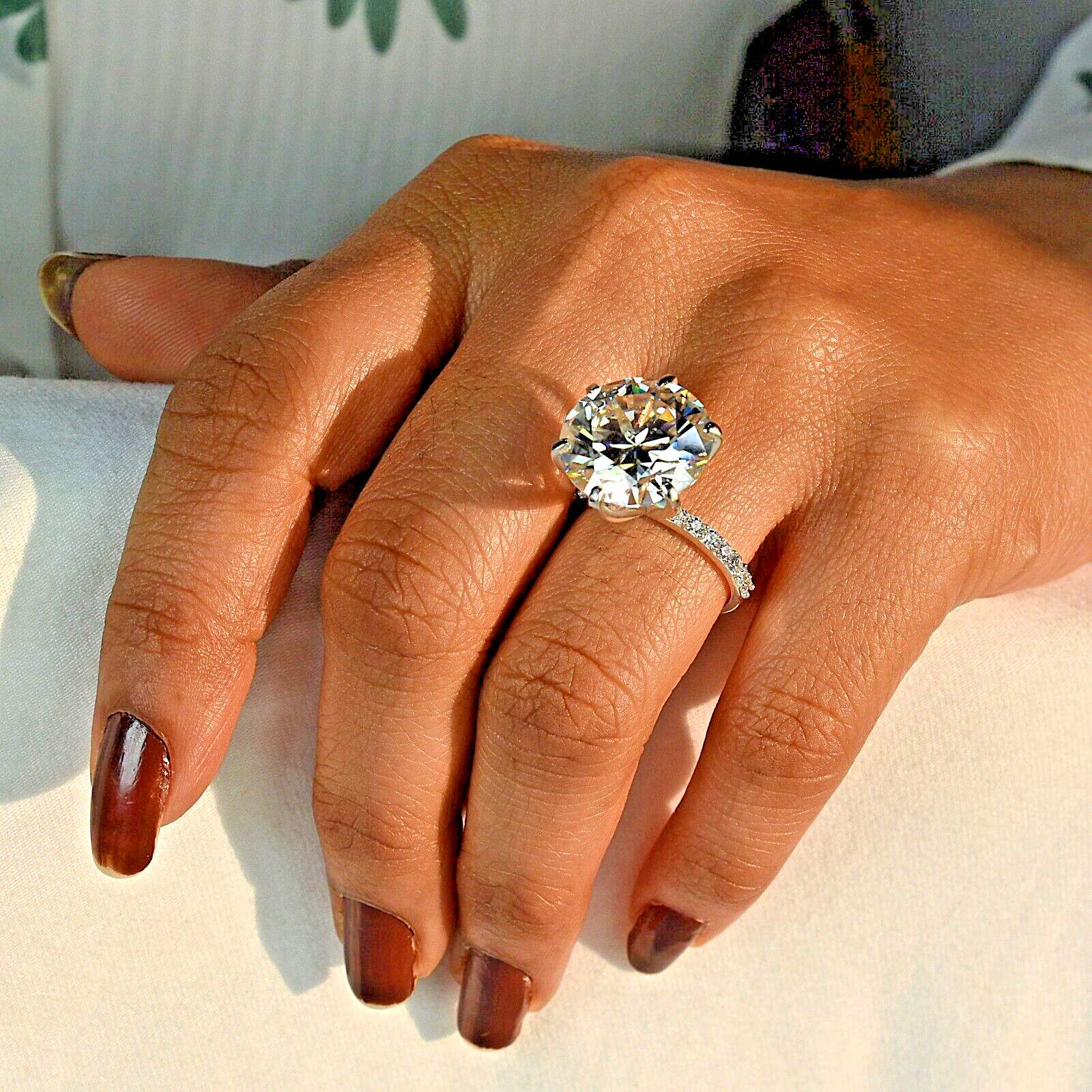 Rare 8Ct Certified Diamond Solitaire Ring ! FREE DIAMOND STUDS !Tariffs Free