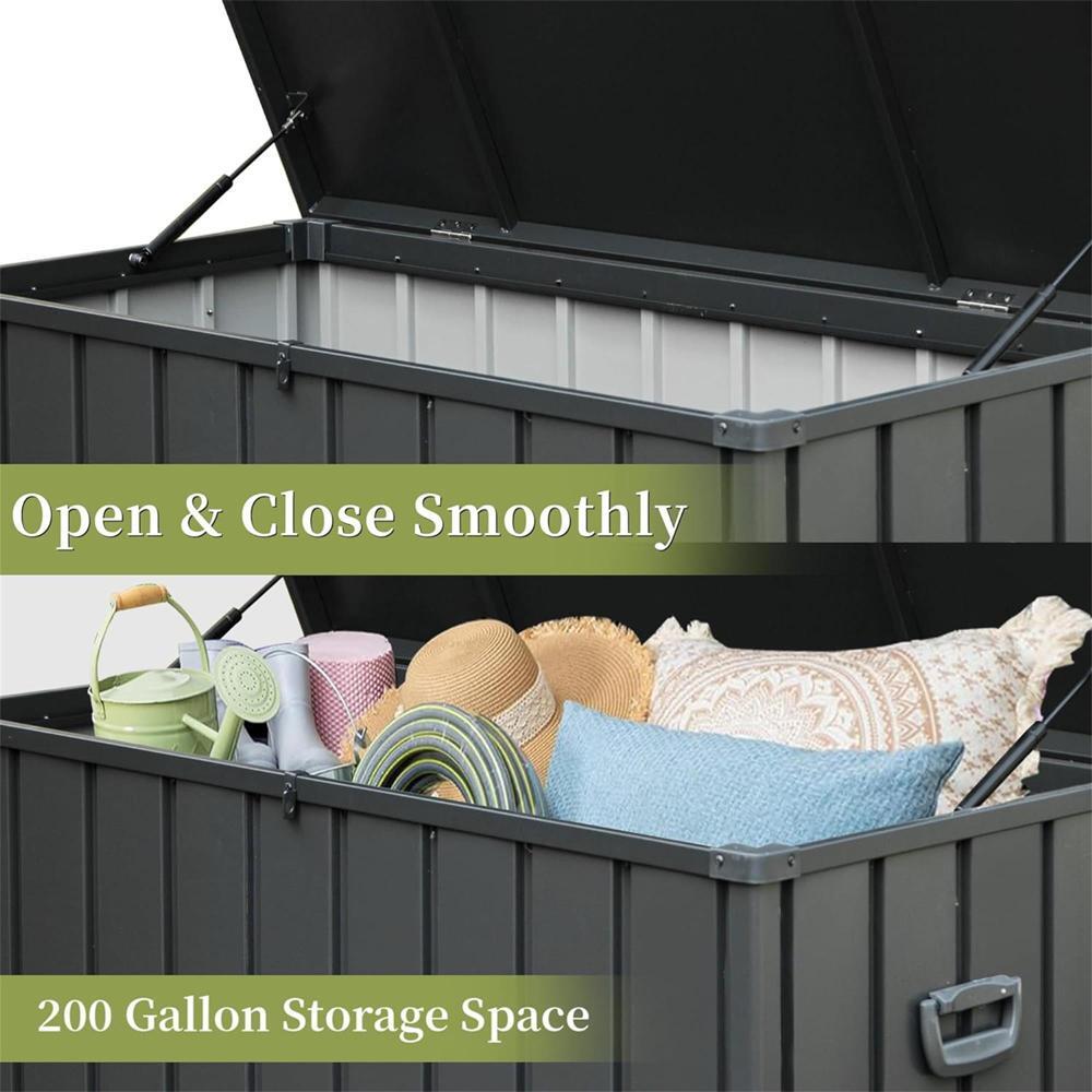 200 Gallon Outdoor Waterproof Storage Deck Box Large Patio Storage Bin Dark Gray
