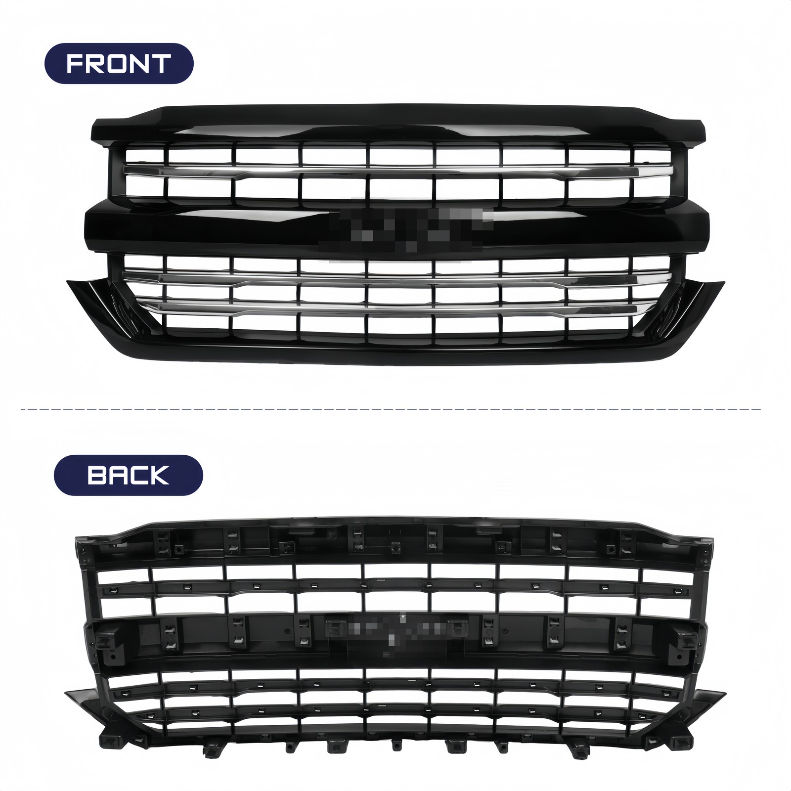 For 2016 2017 2018 Chevy Silverado 1500 Z71 Front Upper Grille Grill Gloss Black