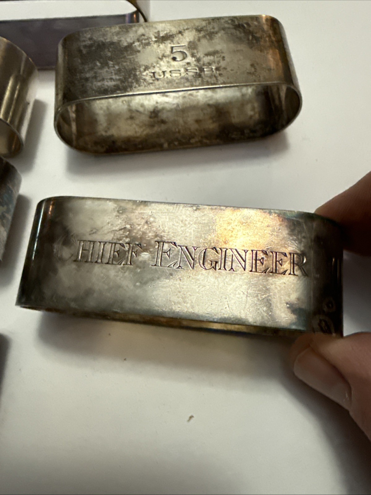 Rare Lot Of 7 INTERNATIONAL SILVER CO. USSB (US SHIPPING BOARD) NAPKIN RINGS