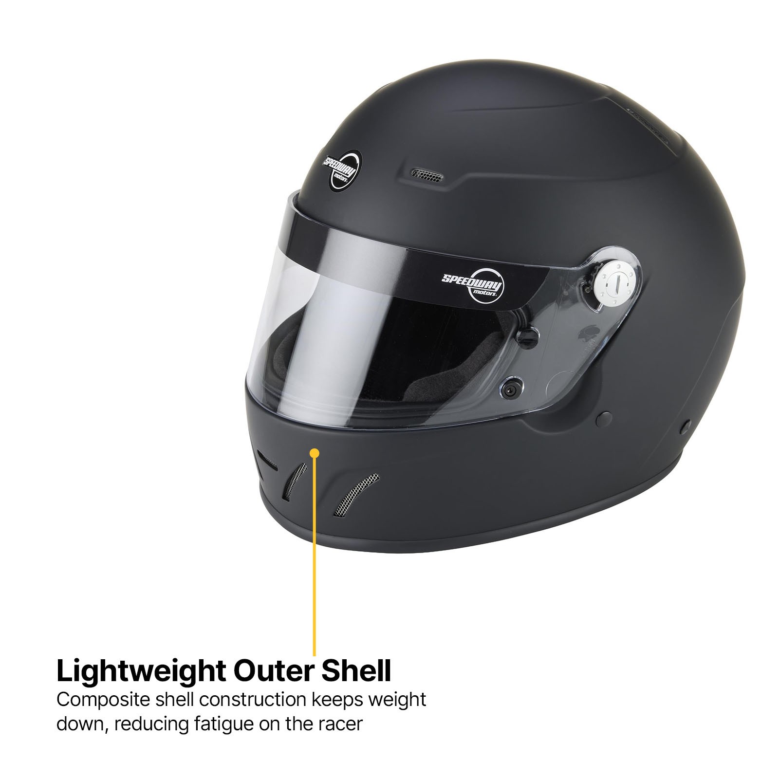 Speedway Motors Lightweight SA2025 Racing Helmet, Flt Black, L