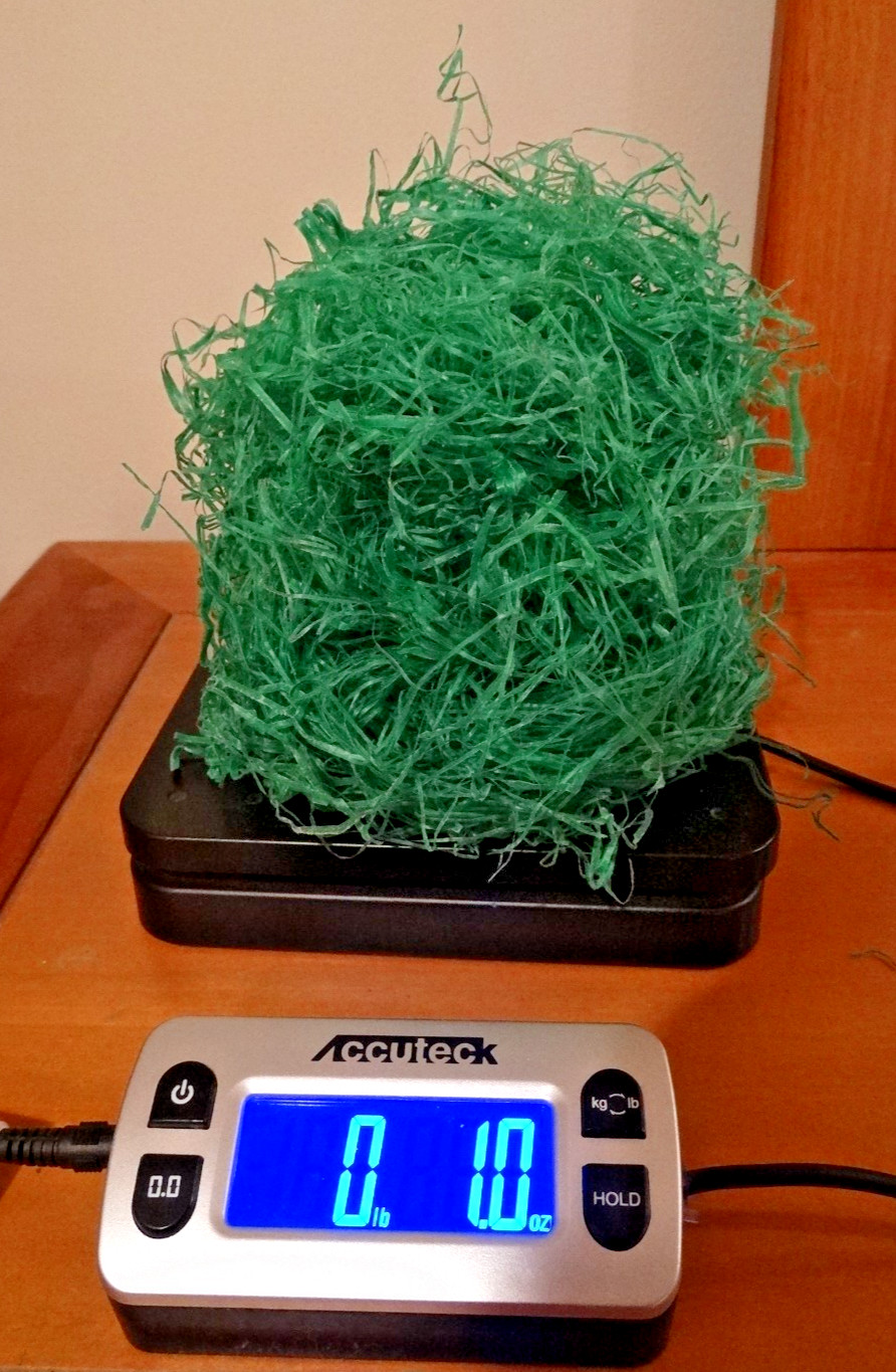 Vintage GREEN EASTER GRASS Putz Village or Basket WAX PAPER  ~ 1 oz / 28 g  NOS