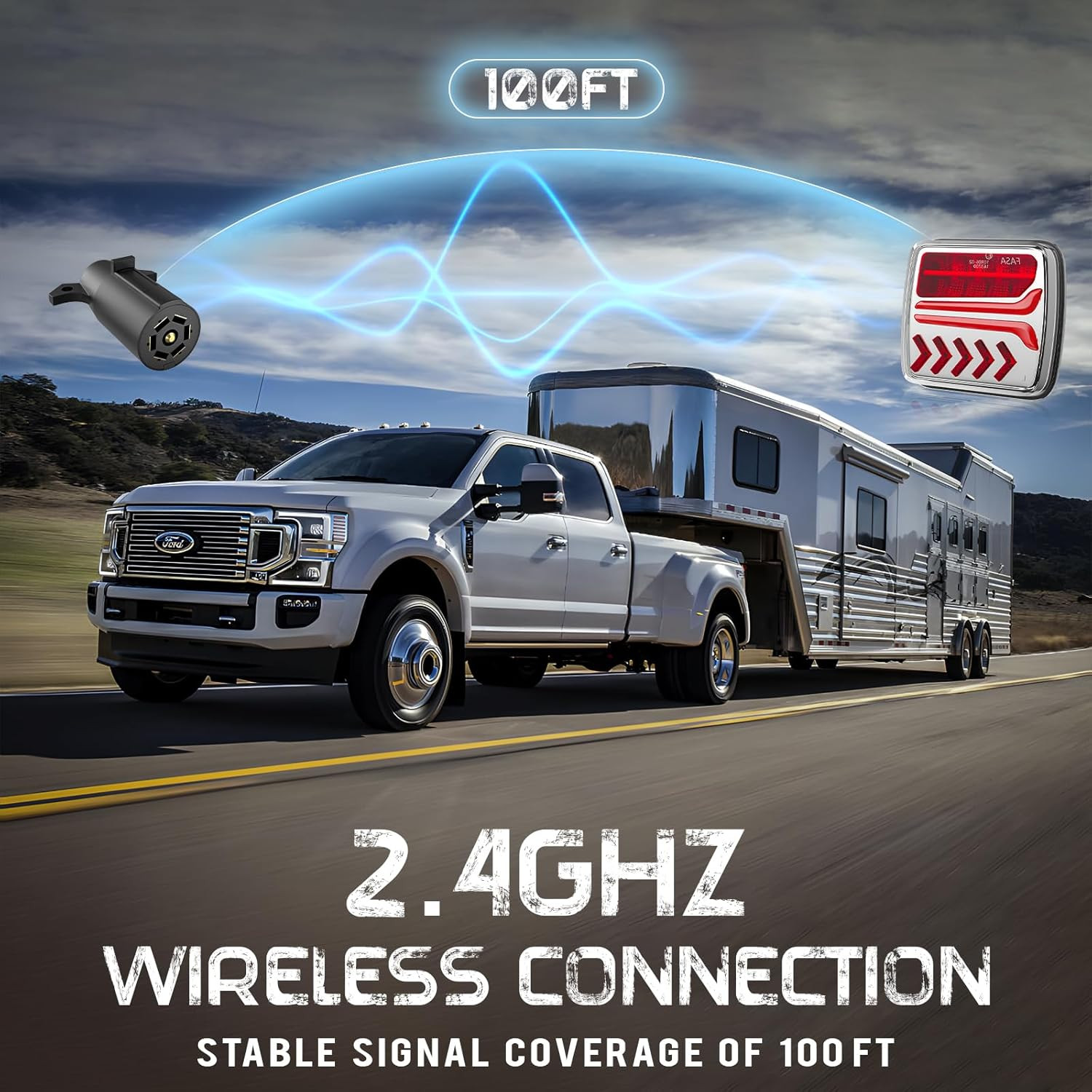 Wireless Trailer Lights Magnetic Rechargeable Tow Light LED Kit for Trailer RV