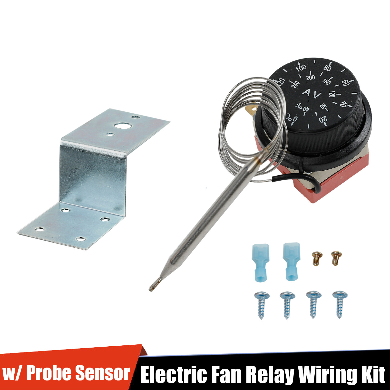 Adjustable Electric Fan Thermostat Switch Radiator Temperature Control Probe Kit