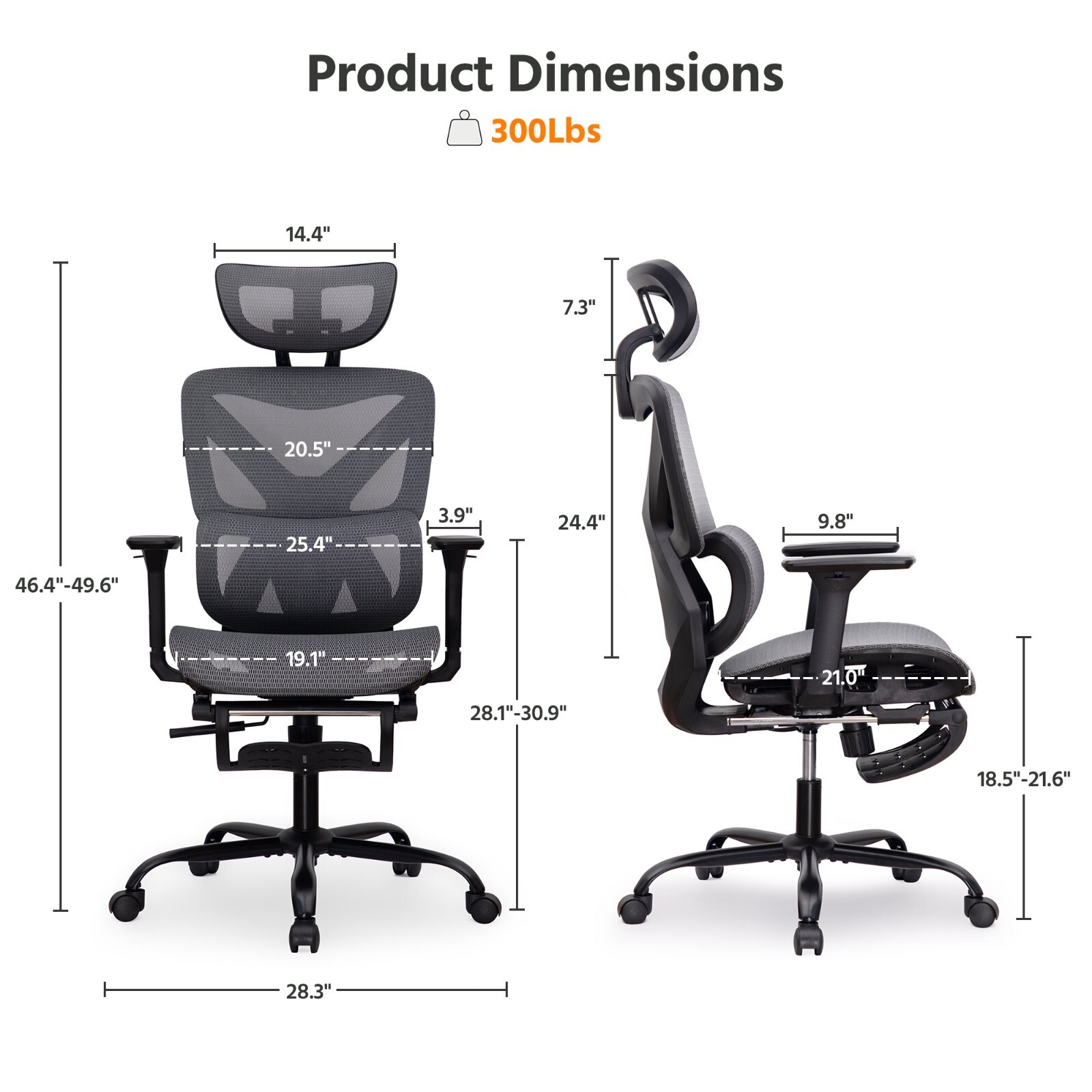 Deluxe Mesh Ergonomic Office Chair with Adjustable Lumbar Support - New Open Box