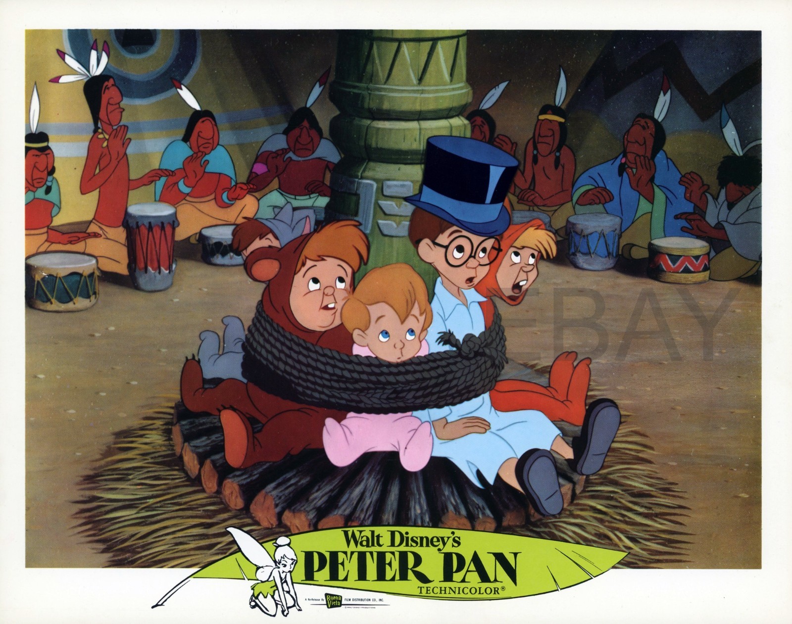 Disney PETER PAN (R1976) - Vintage 11x14 lobby card set 9 + orig envelope NICE!
