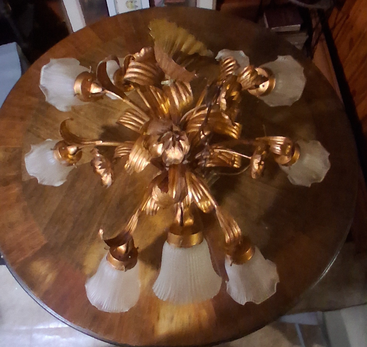 Italian Hollywood Regency Gilt Tole Chandelier 9 Lights (Banci?) Made In Italy