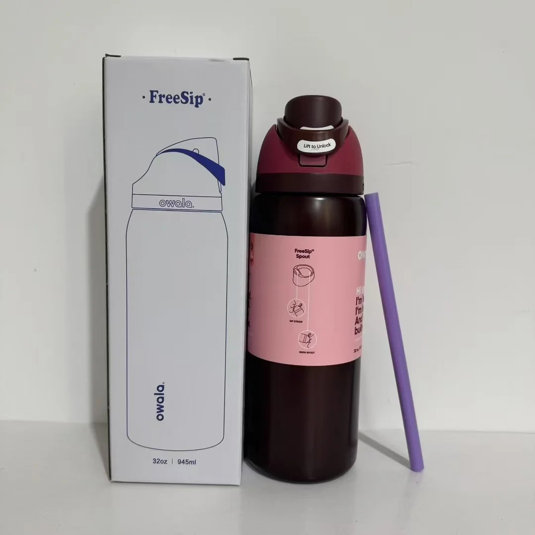 Owala Freesip 32oz Insulated Stainless Steel Water Bottle - Black Cherry | US
